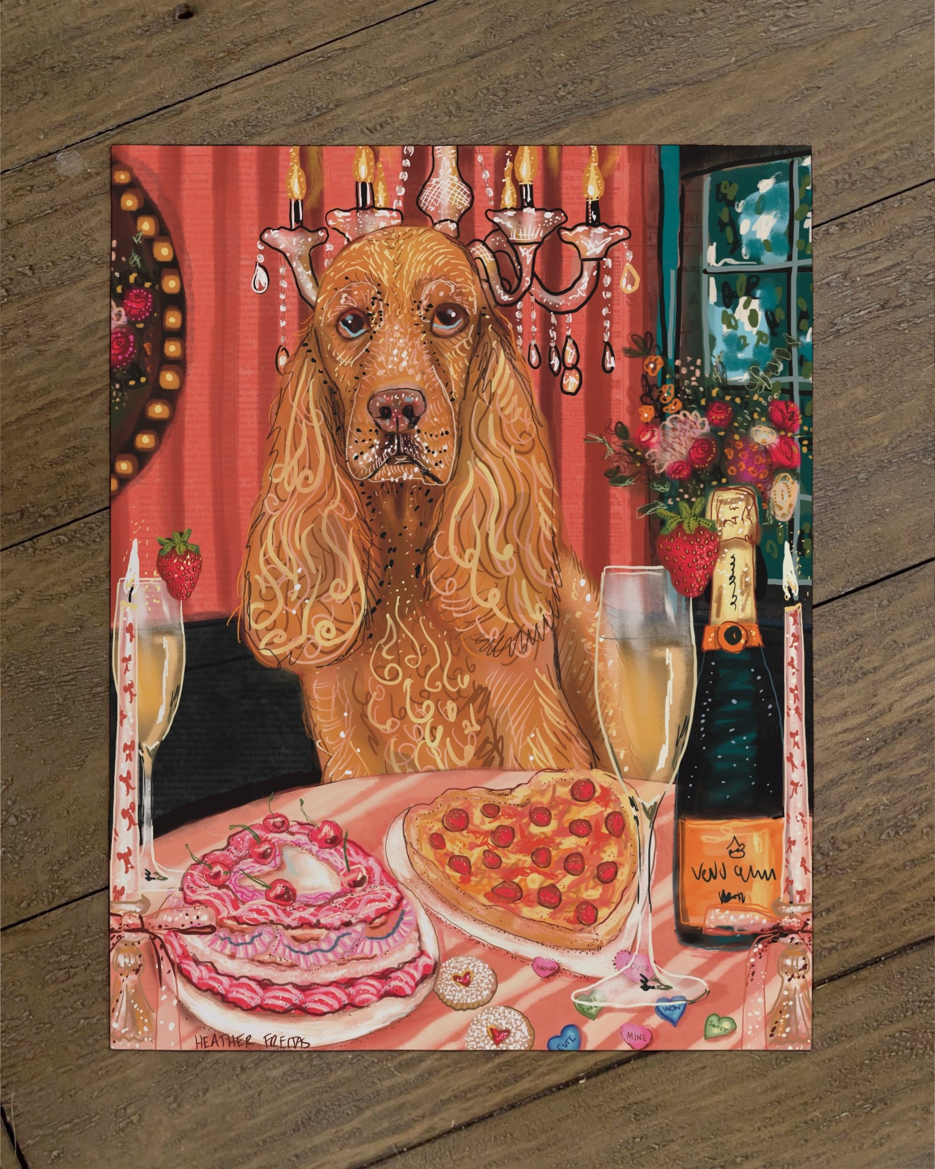 Build Your Own Dining Dog Art Print - Cocker Spaniel