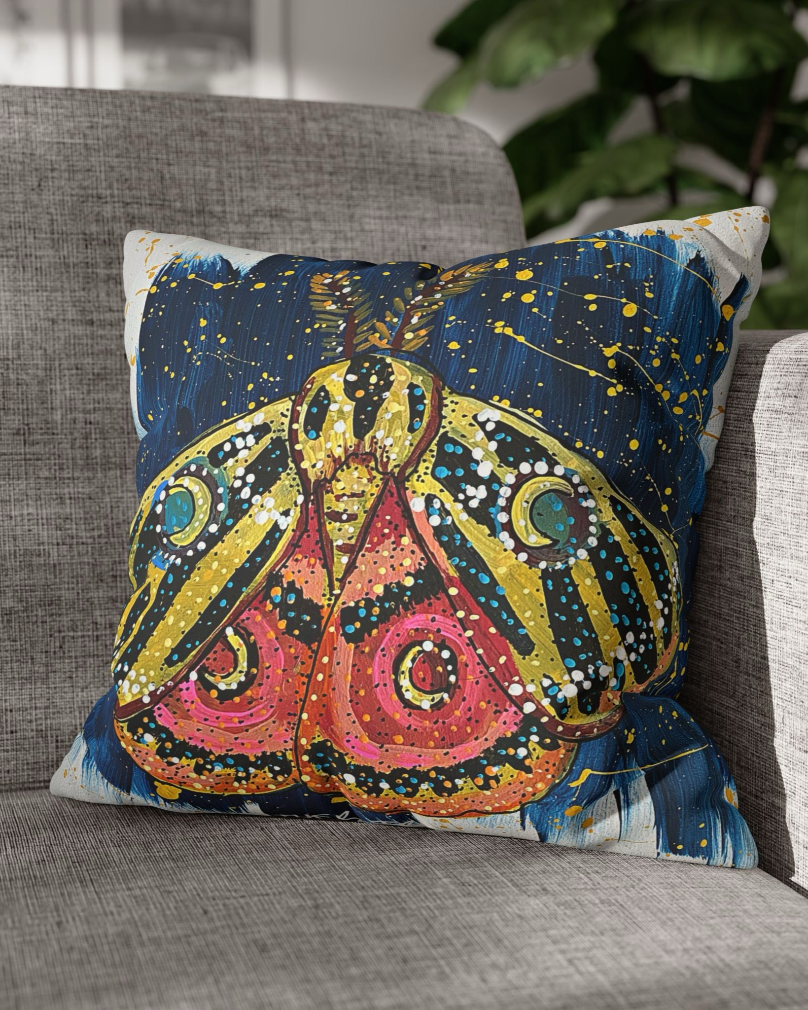 Moon Moth Faux Suede Pillowcase