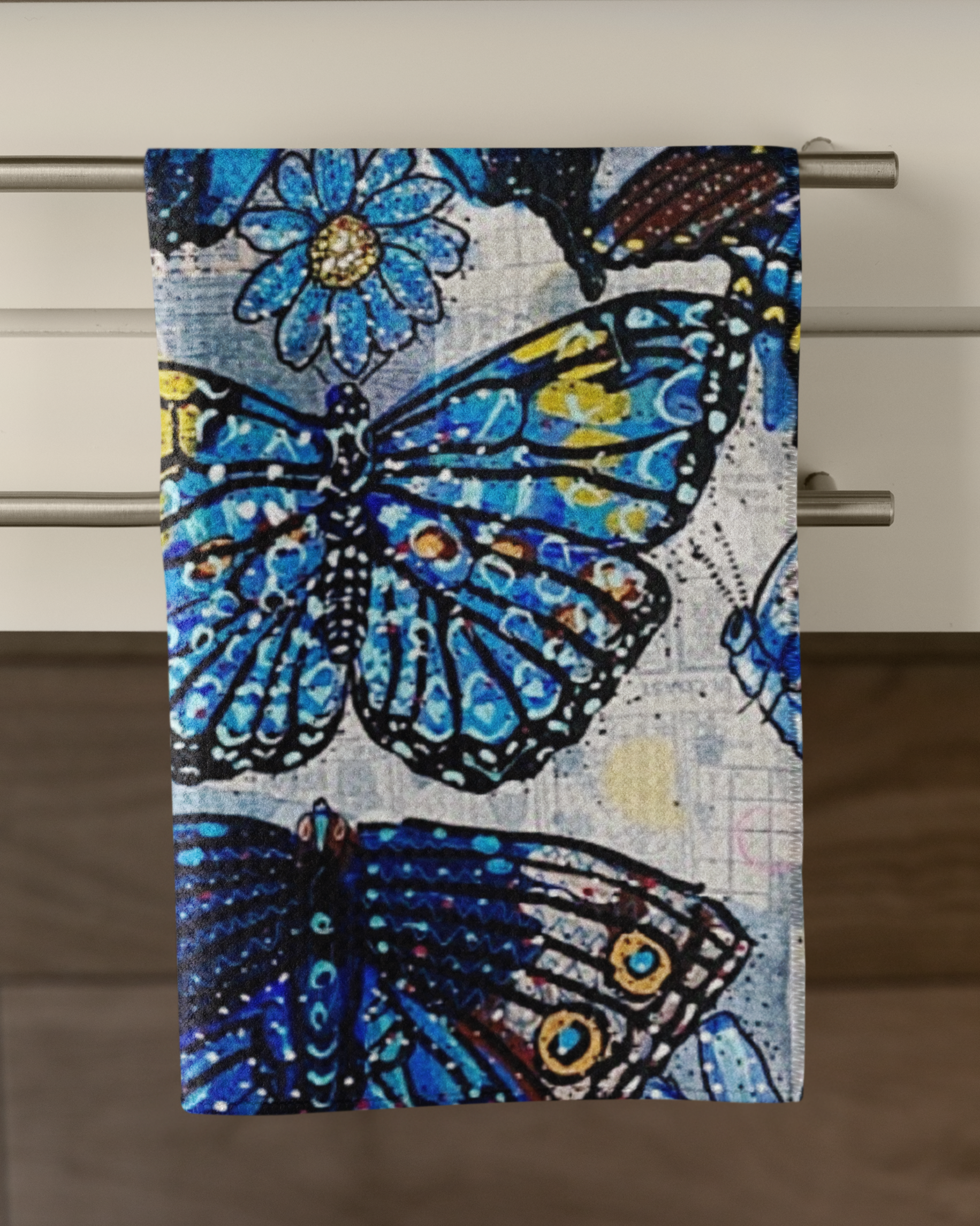 Butterfly Blue Tea Towel