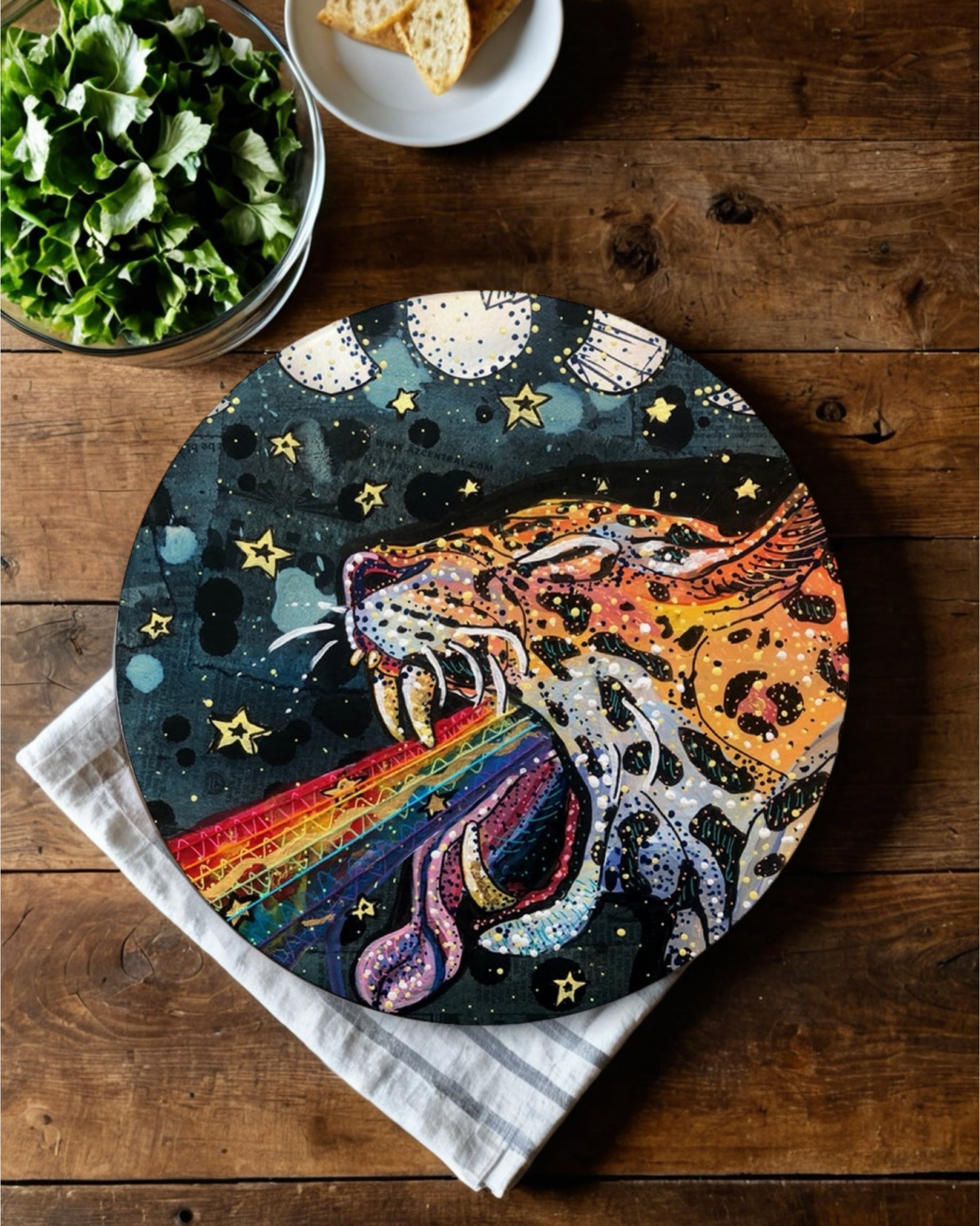 Moon Tides & Jaguar Vibes Glass Chopping Board