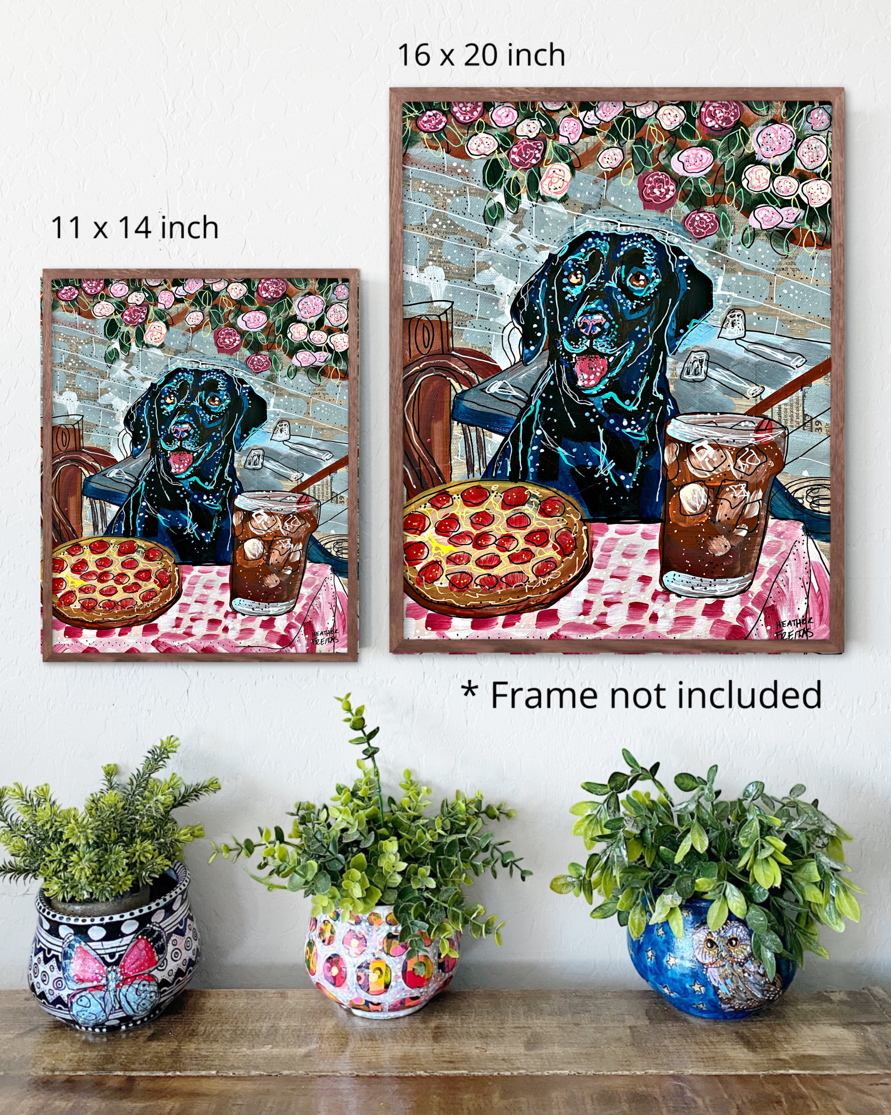 Black Labrador At Pizza Restaurant - Limited Edition Print