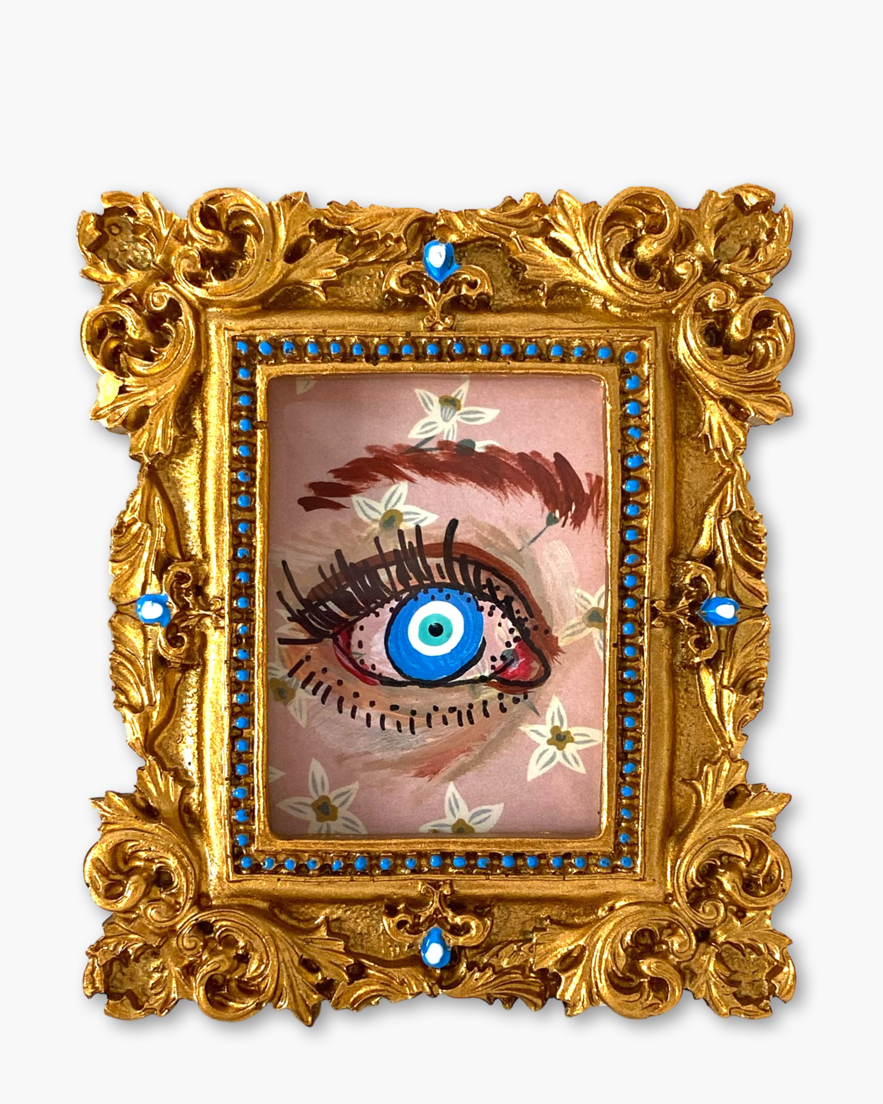 Blush & Gold Evil Eye ( Mini Original Painting )