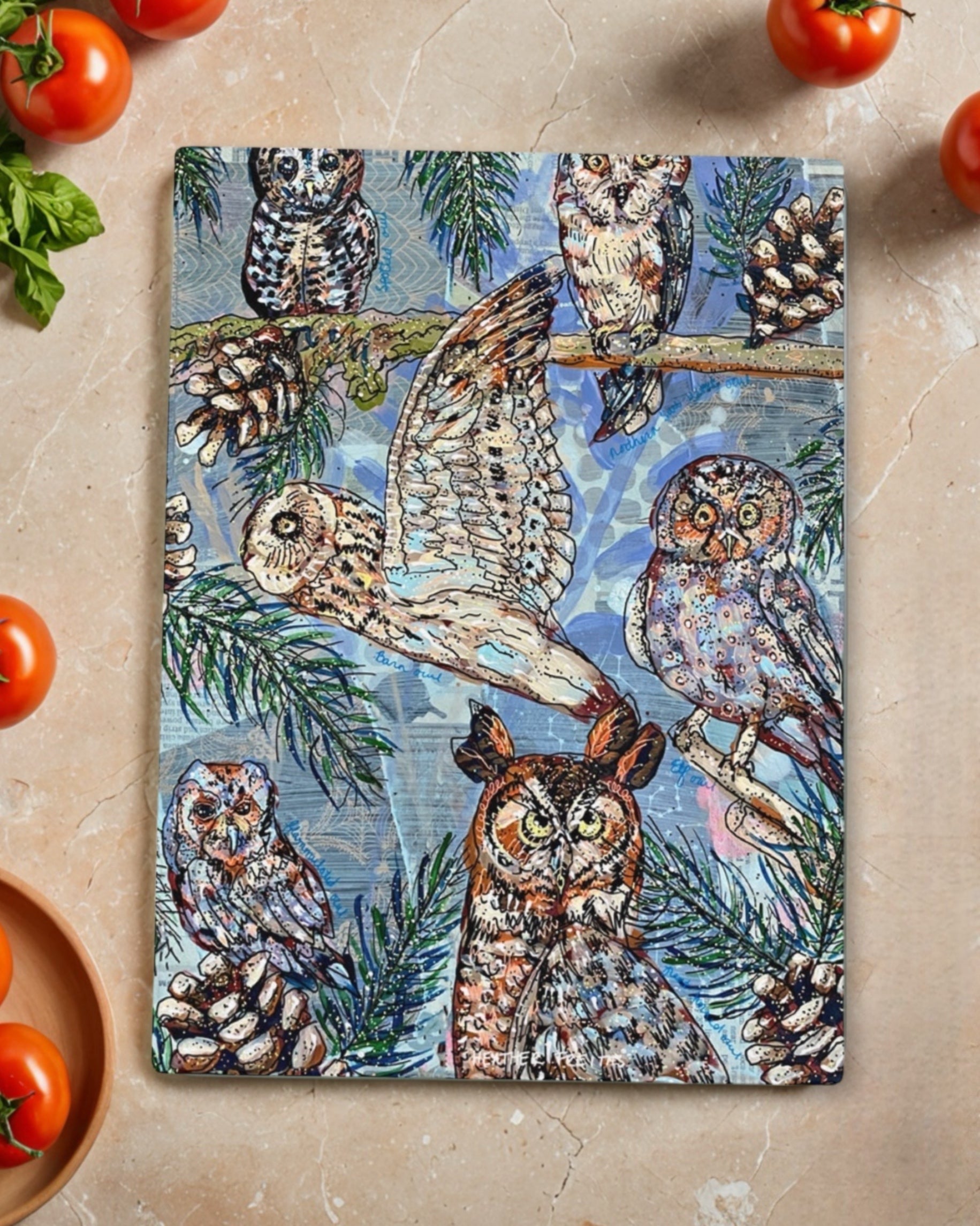 Owl Specimens Glass Chopping Board Trivet