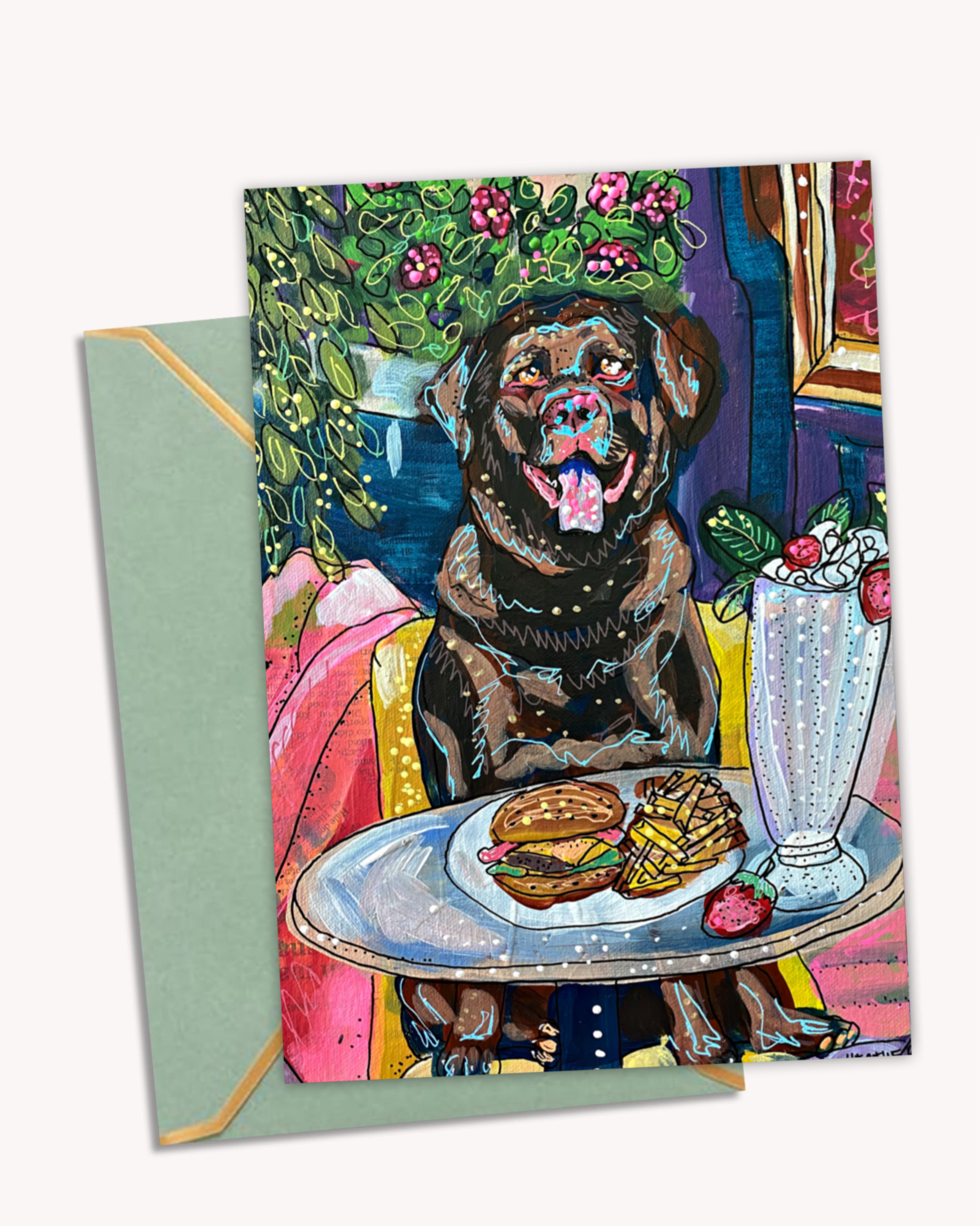 Dining Dogs - Limited Edition Fine Art Greeting Card 9 pack