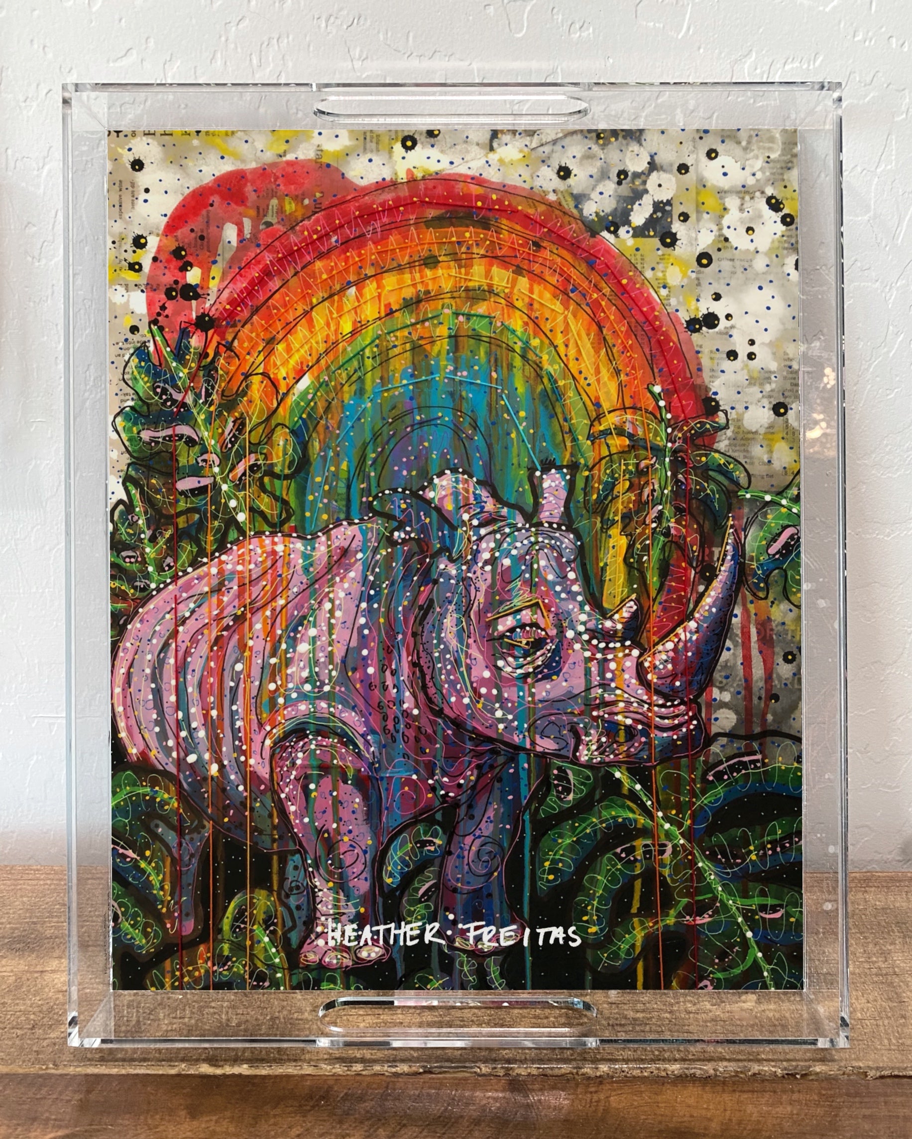 Rainbow Rhino - Limited Edition Acrylic Tray