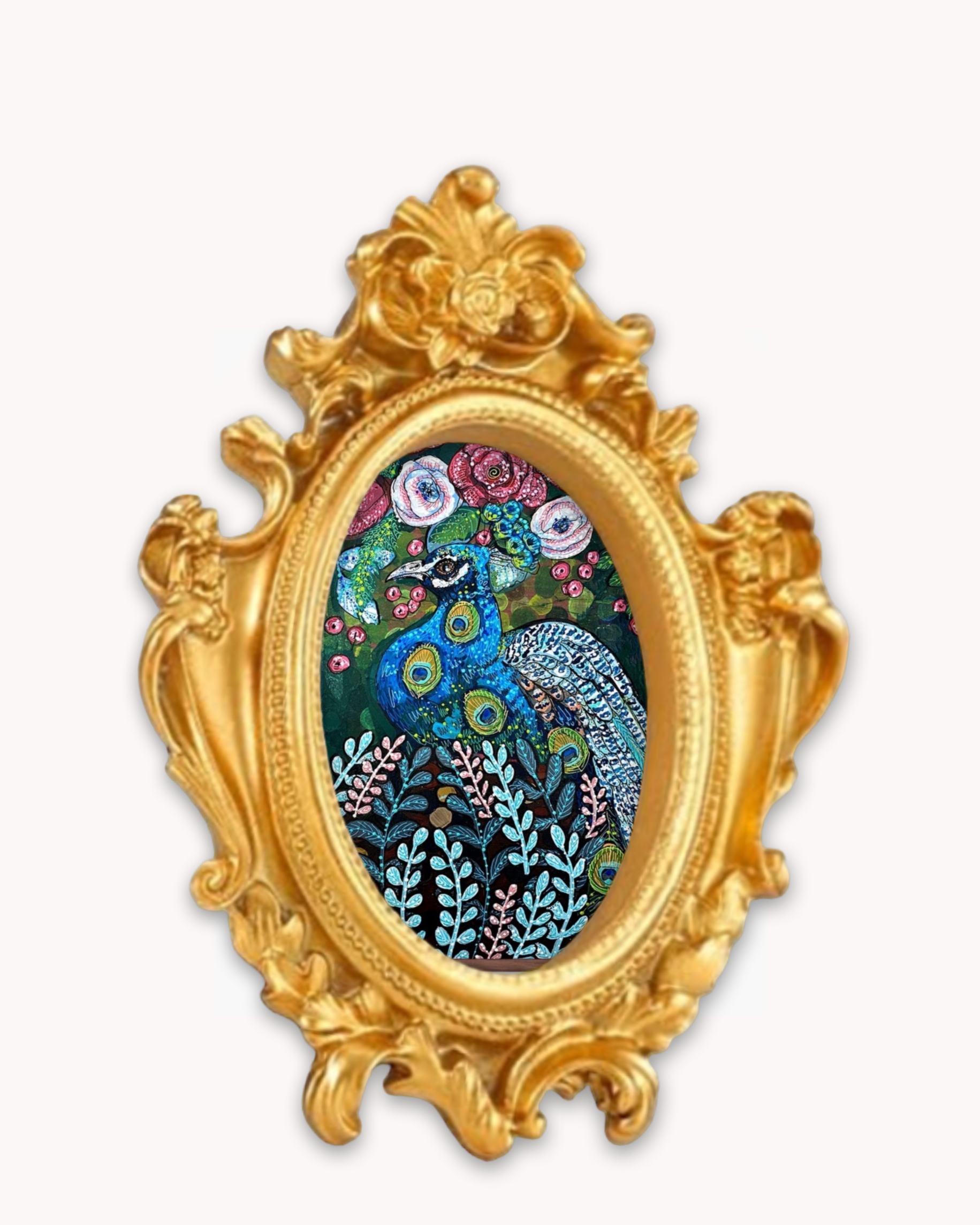 Blue Boy Peacock Framed Magnet