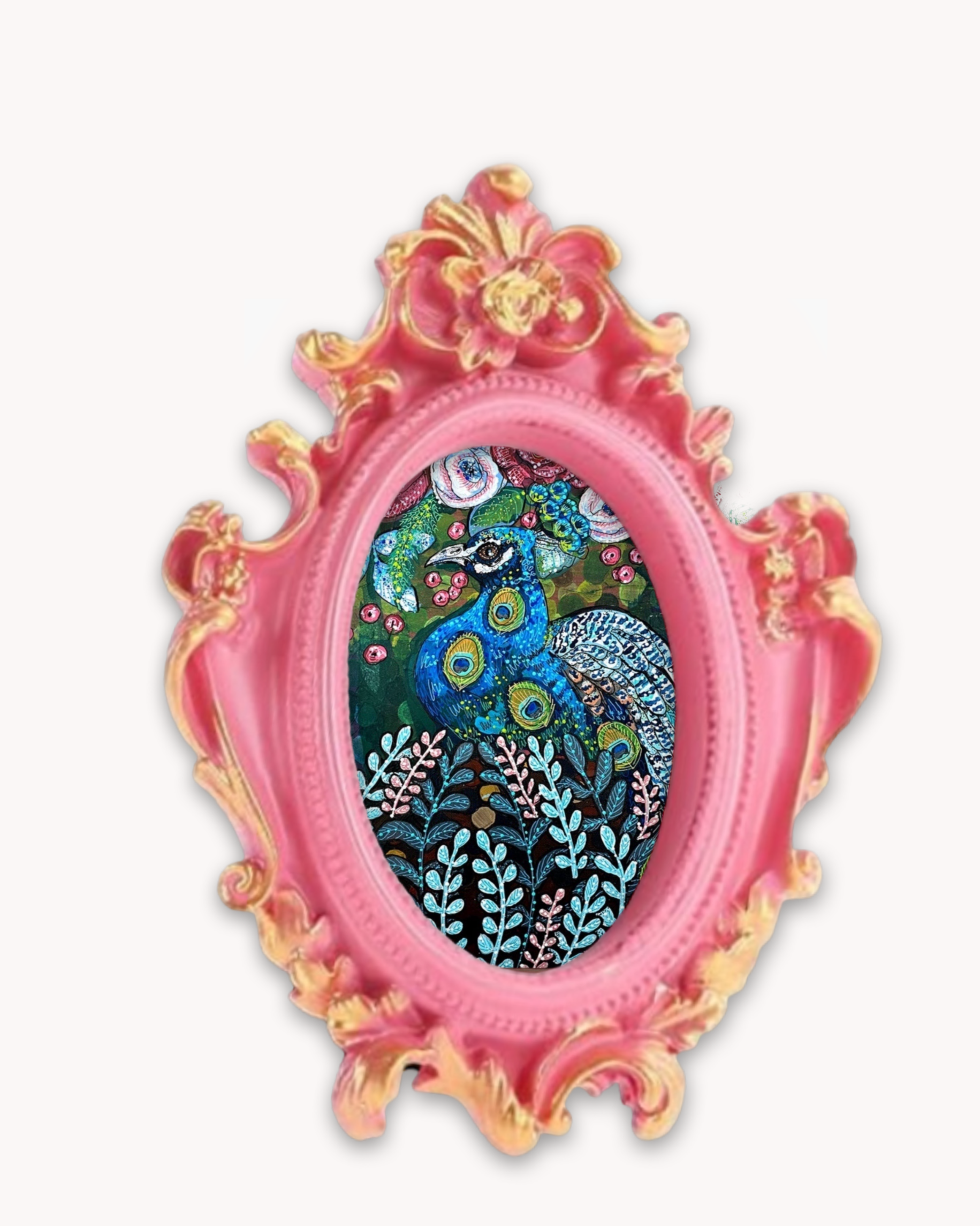 Blue Boy Peacock Framed Magnet