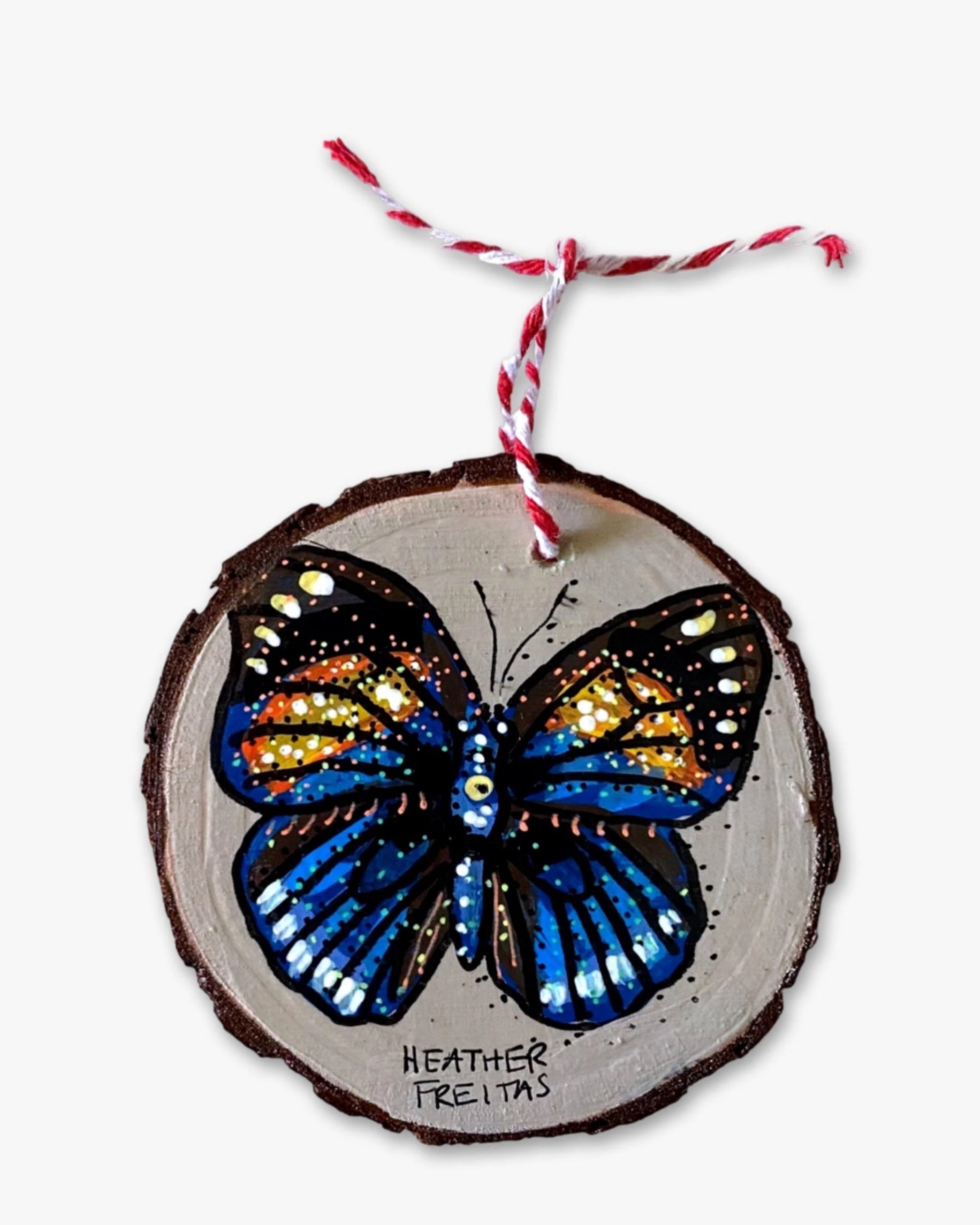 Desert Sand & Sunburts Butterfly - Hand Painted Ornament