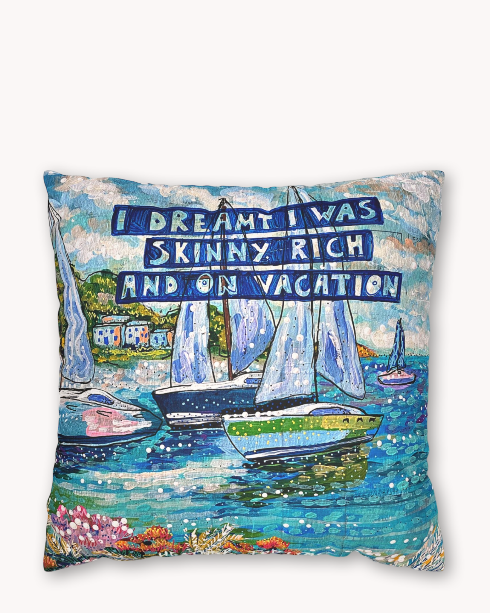 Skinny, Rich & Vacation Faux Suede Pillow