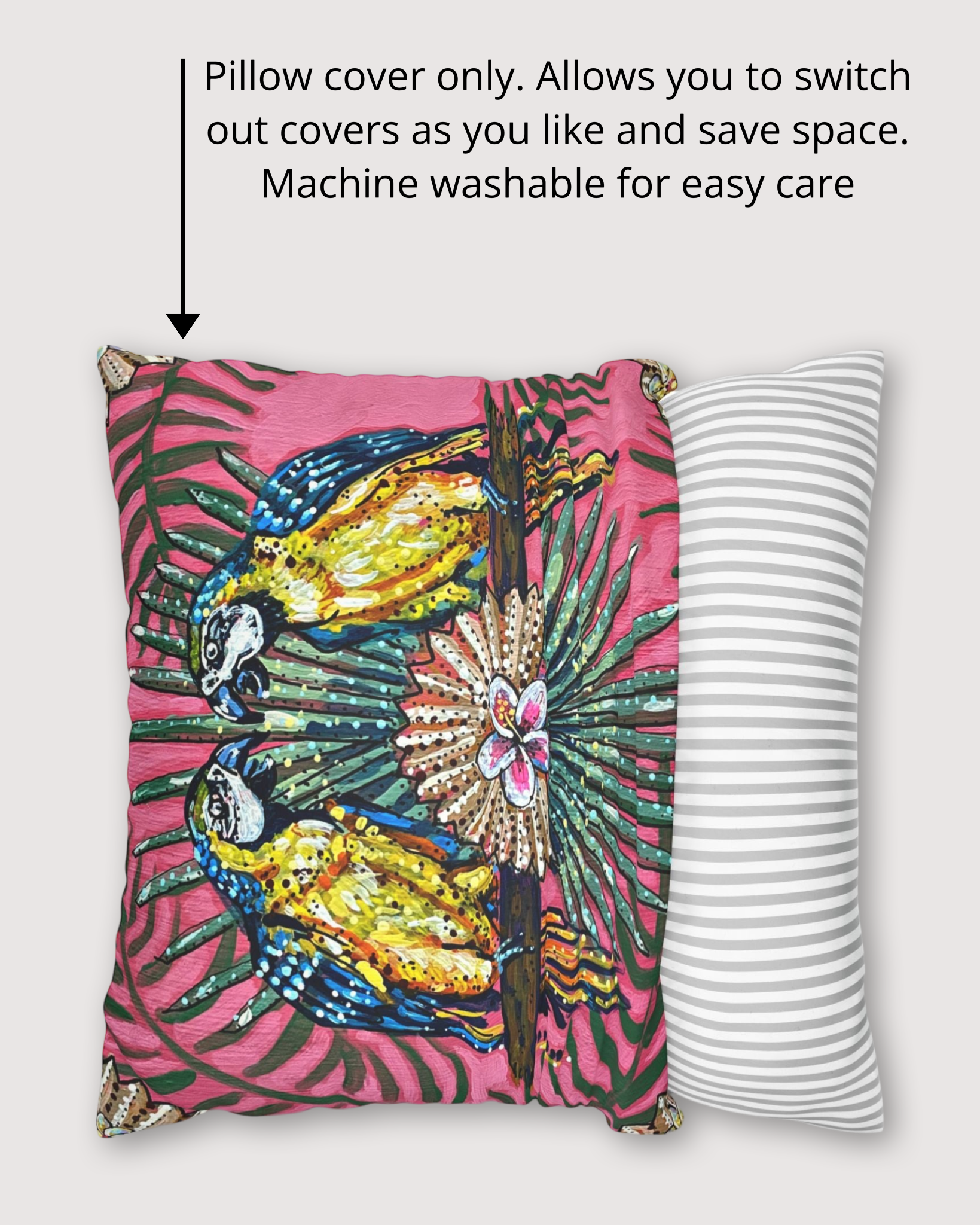 Parrot Paradise Faux Suede Pillowcase