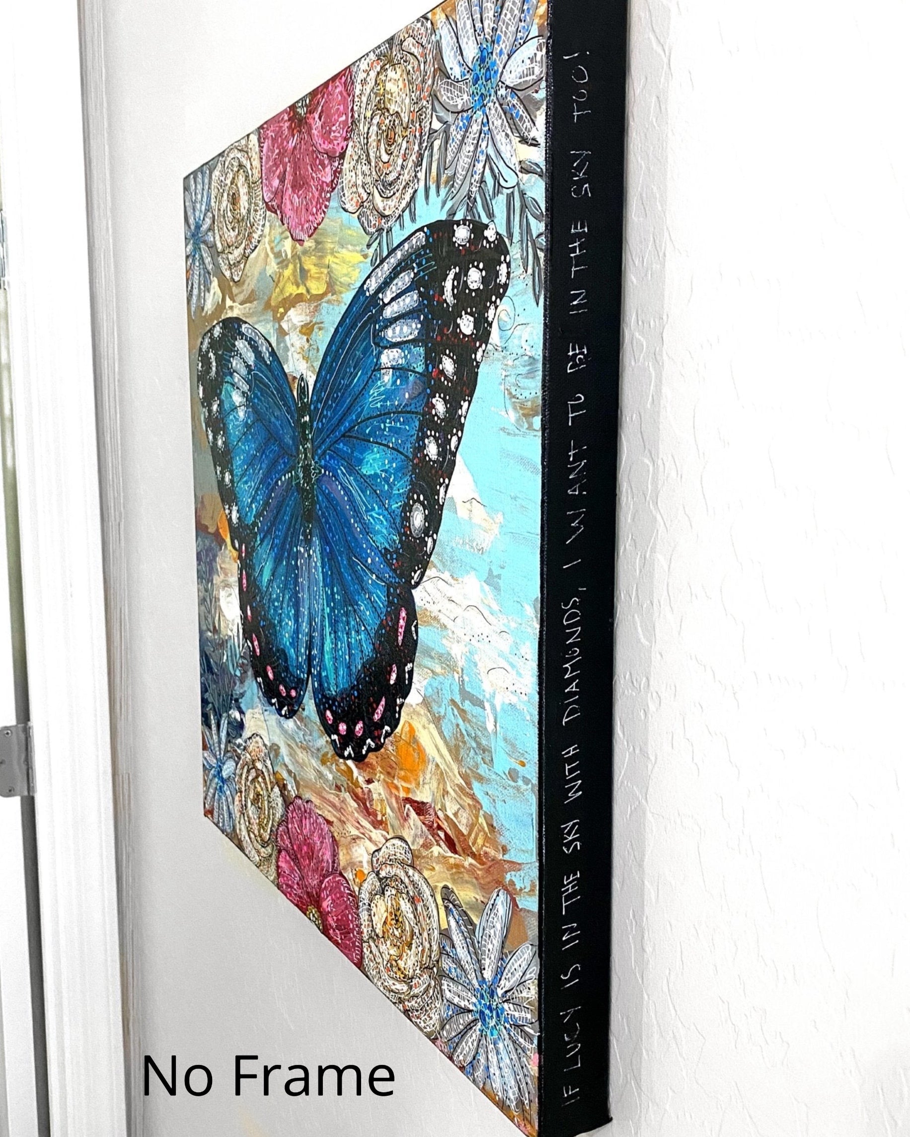 Sky Diamonds Butterfly Floral ( Original Painting )