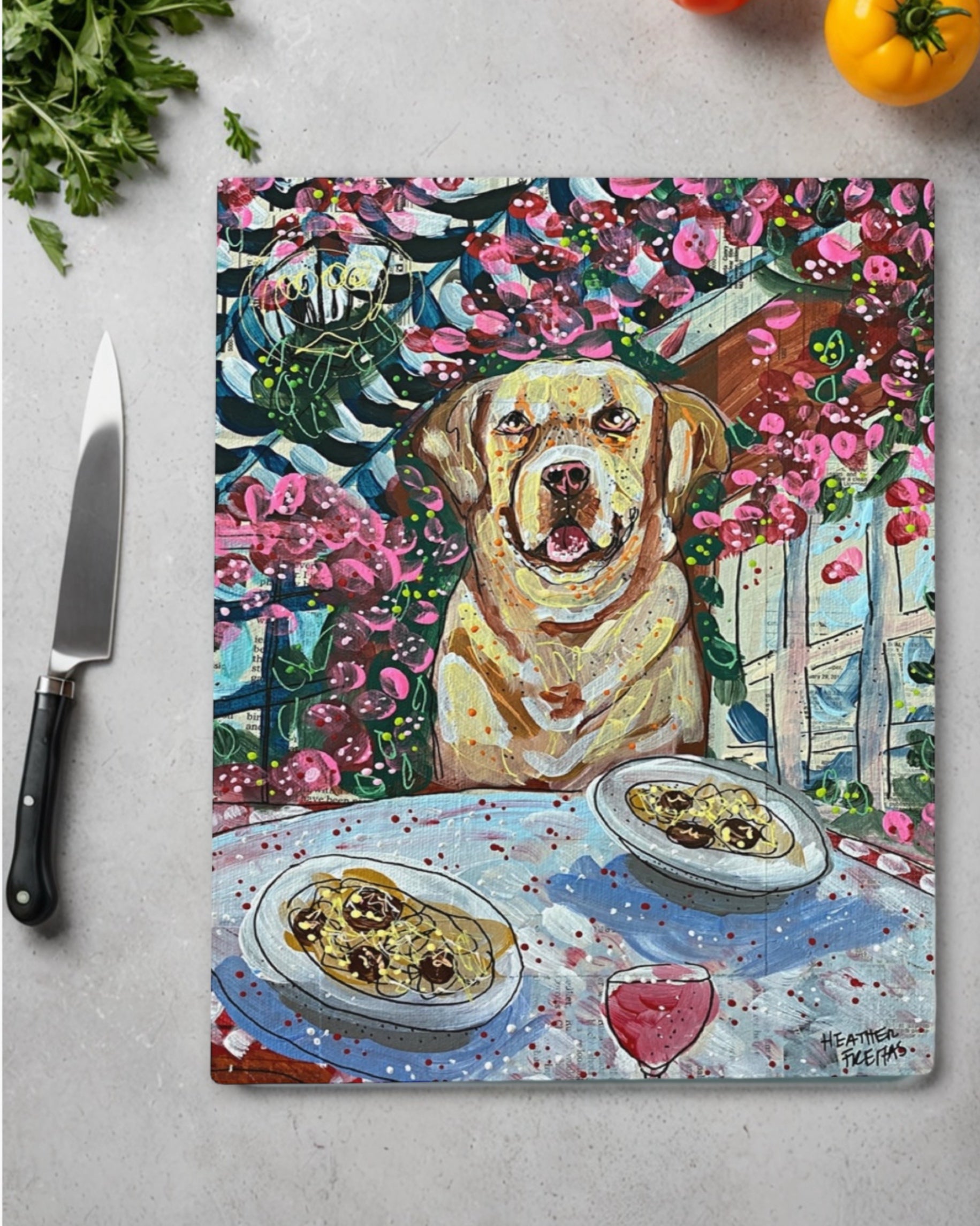 Yellow Lab Dining Glass Chopping Board