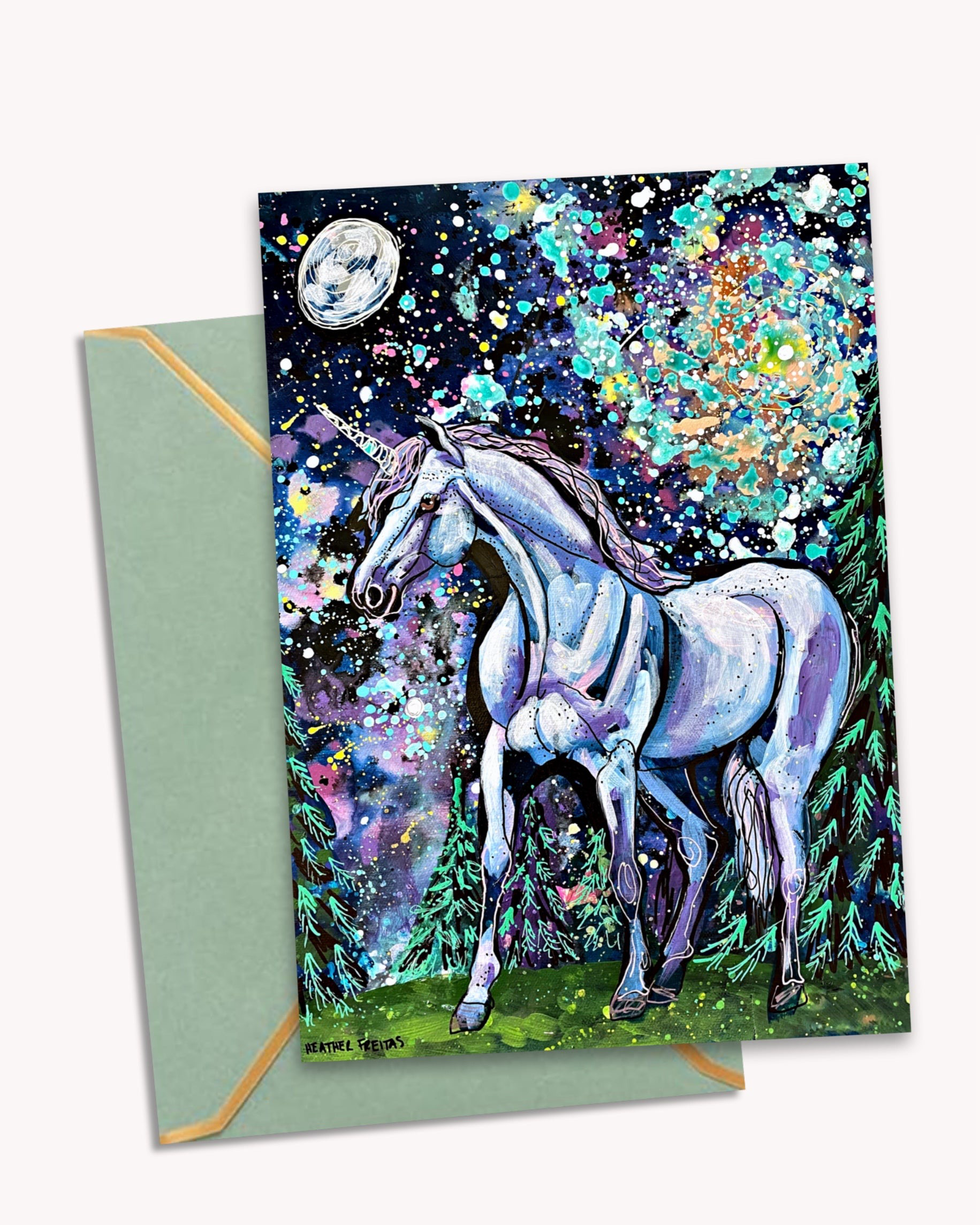 Sprial Galaxy Unicorn - Limited Edition Greeting Card / Fine Art Print