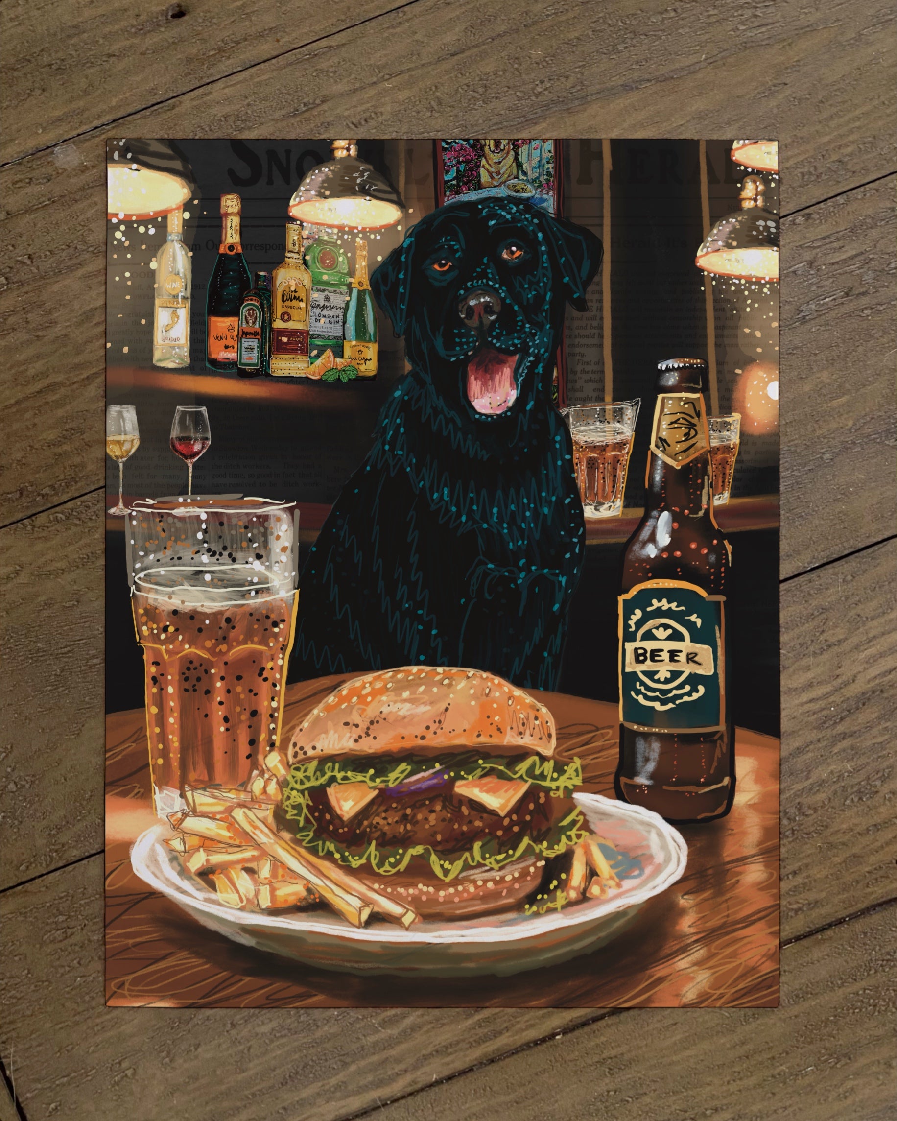 Build Your Own Dining Dog Art Print - Labrador