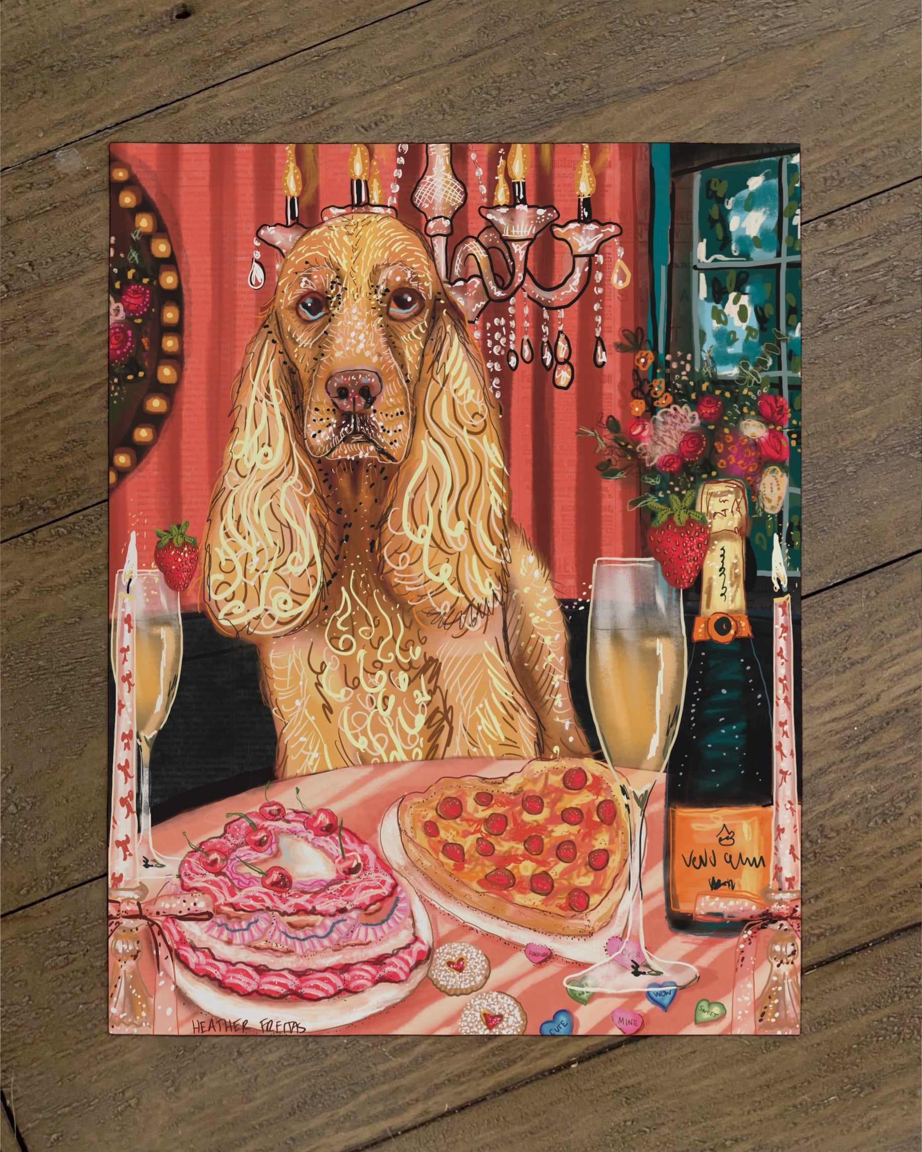 Build Your Own Dining Dog Art Print - Cocker Spaniel