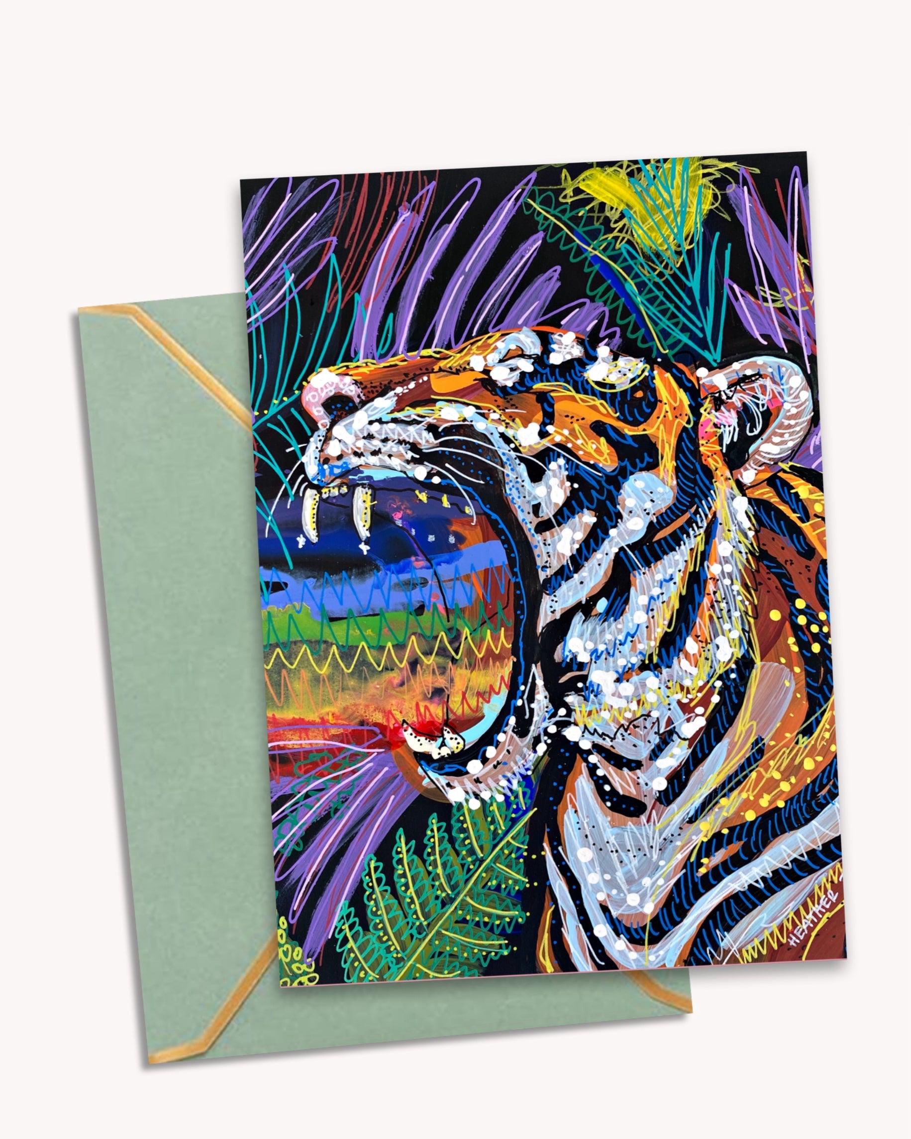 Rainbow Tiger - Limited Edition Greeting Card / Fine Art Print