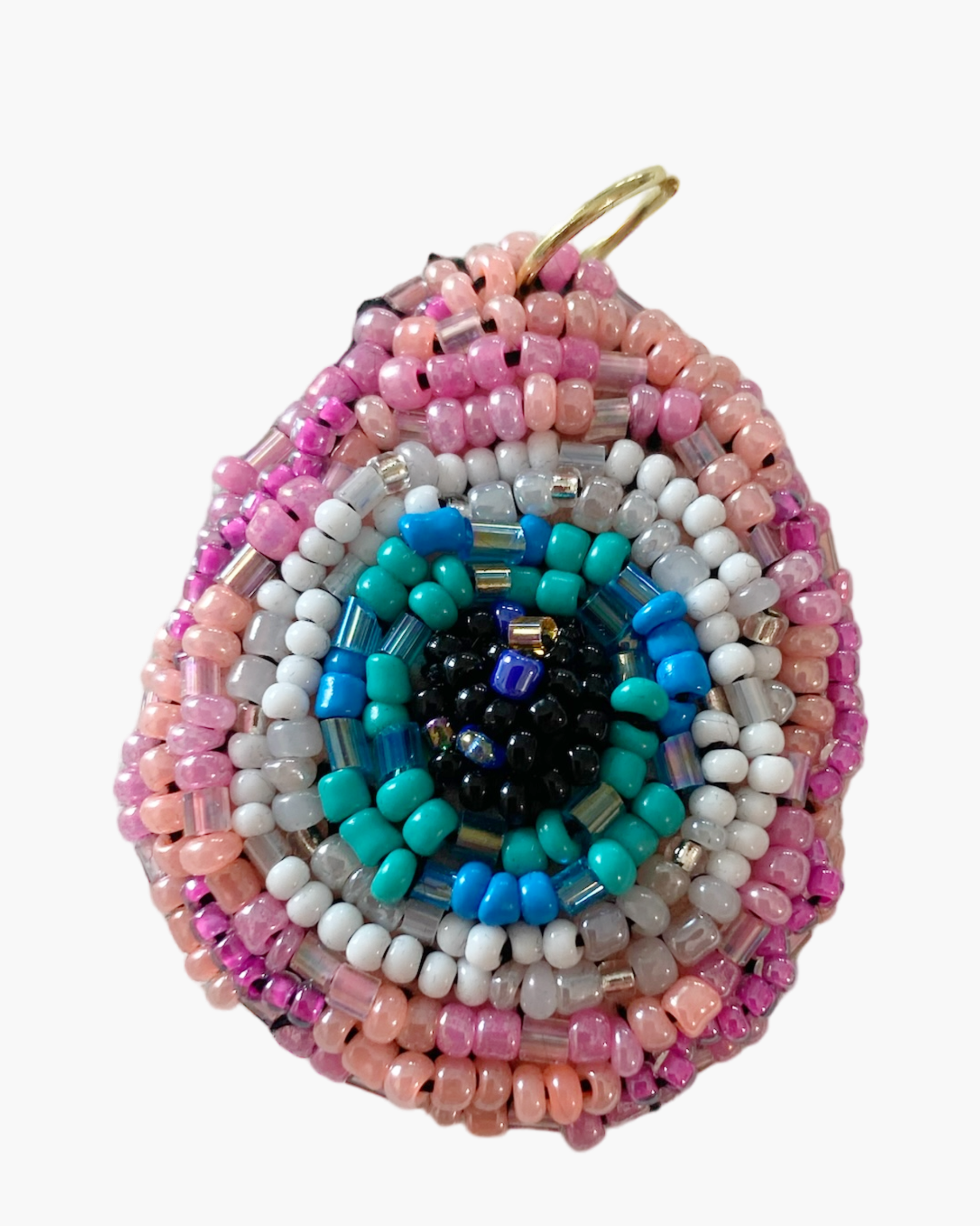 Pink Evil Eye Hand Beaded Pendant