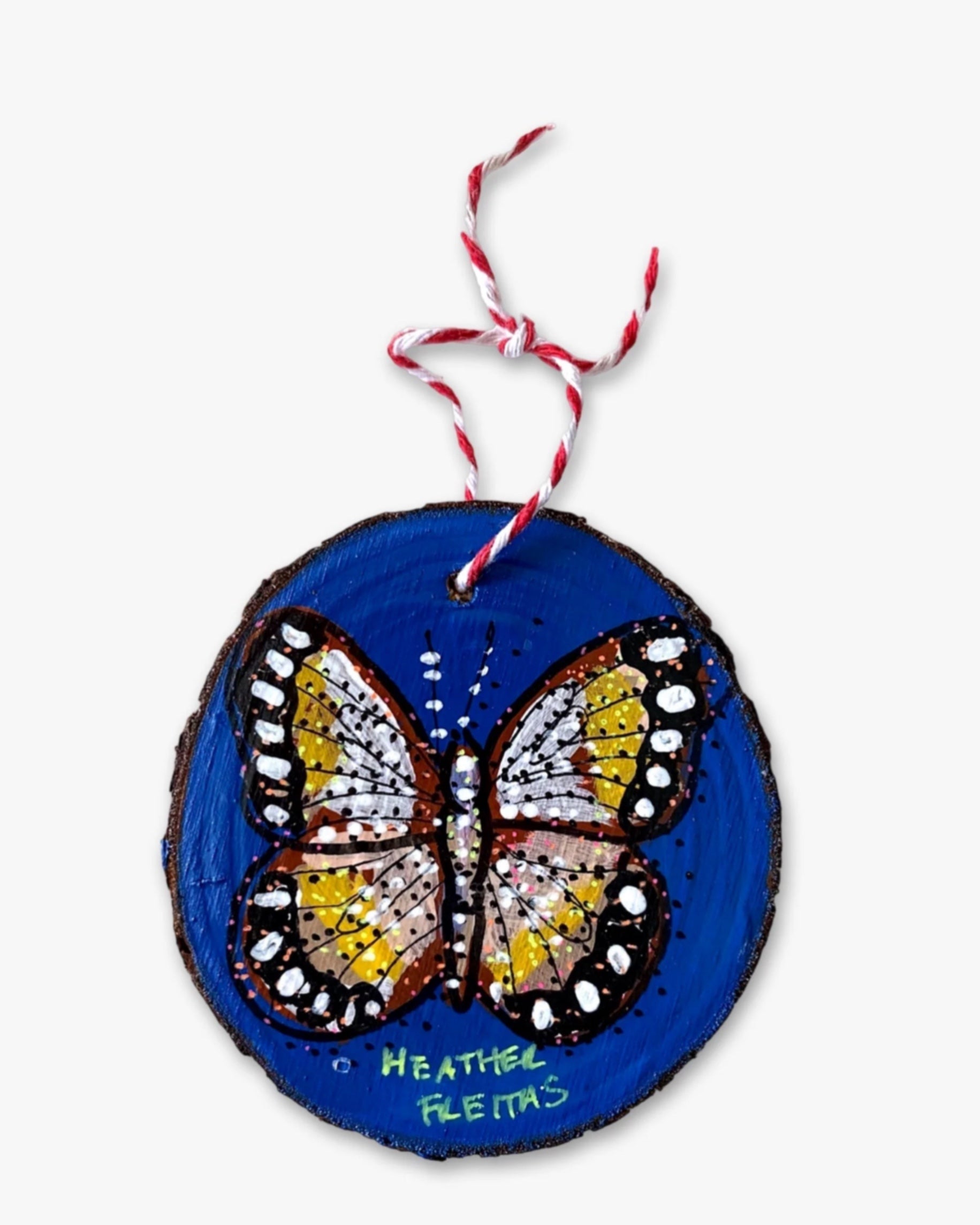 Dusk Blue & Golden Glow Butterfly - Hand Painted Ornament