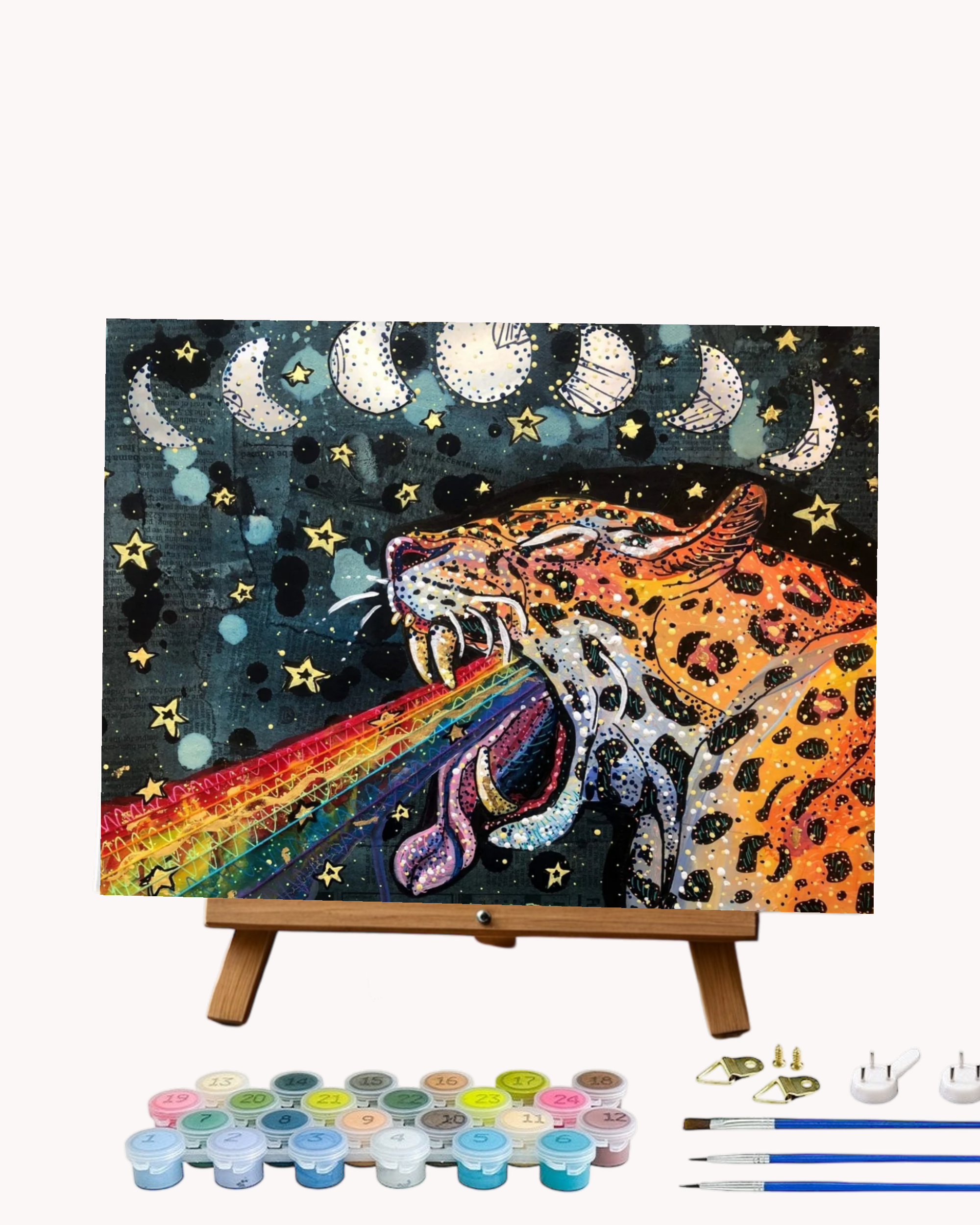 Rainbow Jaguar - Paint by Numbers Kit for Adults with Stand