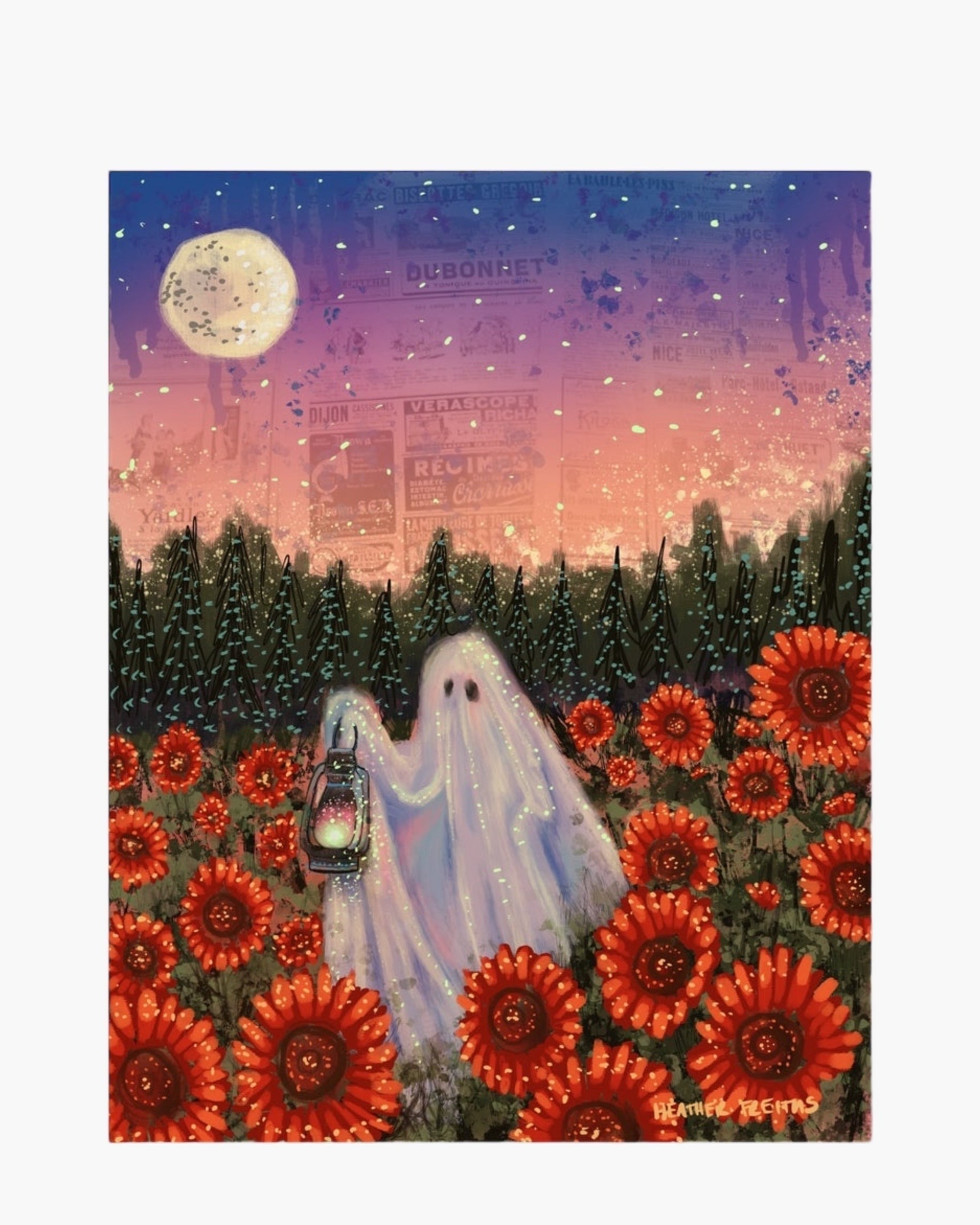 Twilight Sunflower Ghost - Limited Edition Signed Paper Print