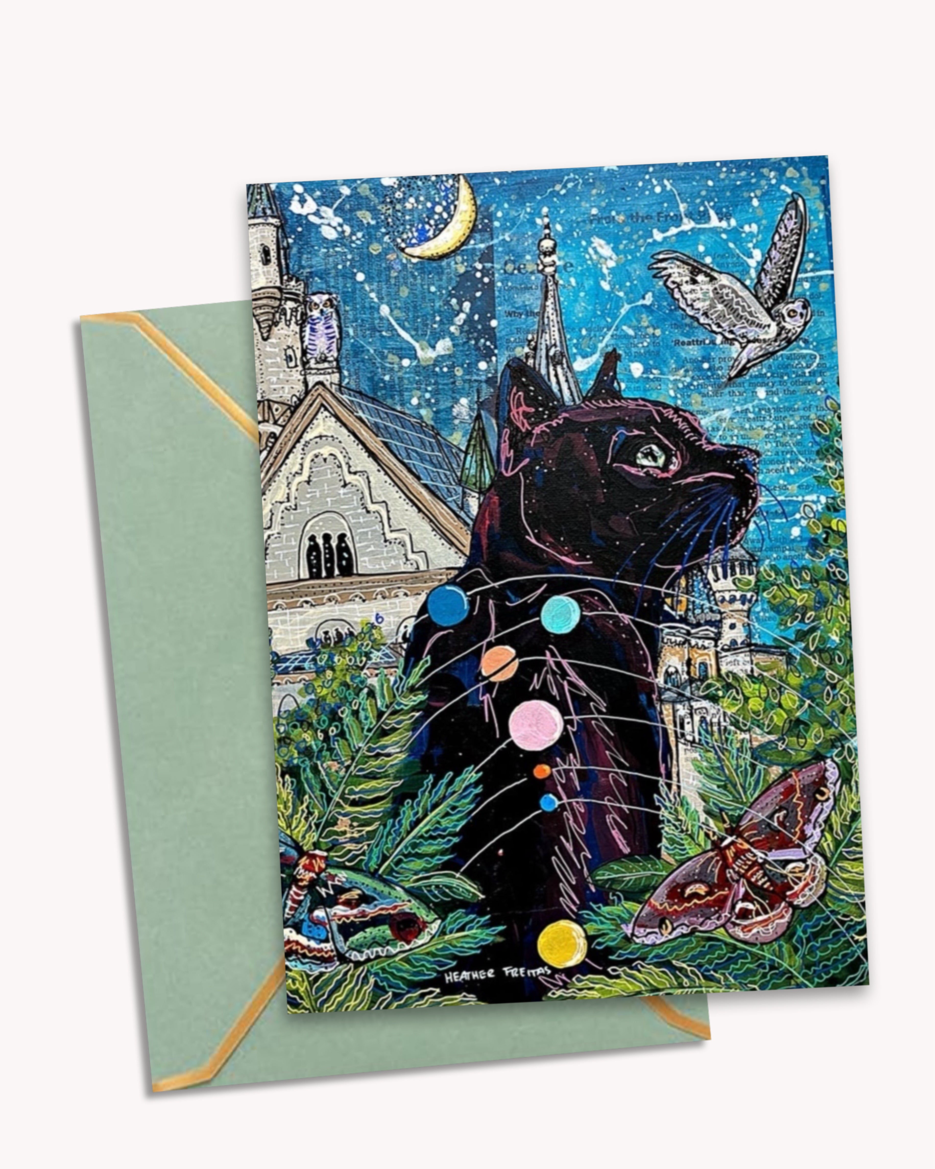 Black Cat - Limited Edition Fine Art Greeting Card 9 pack