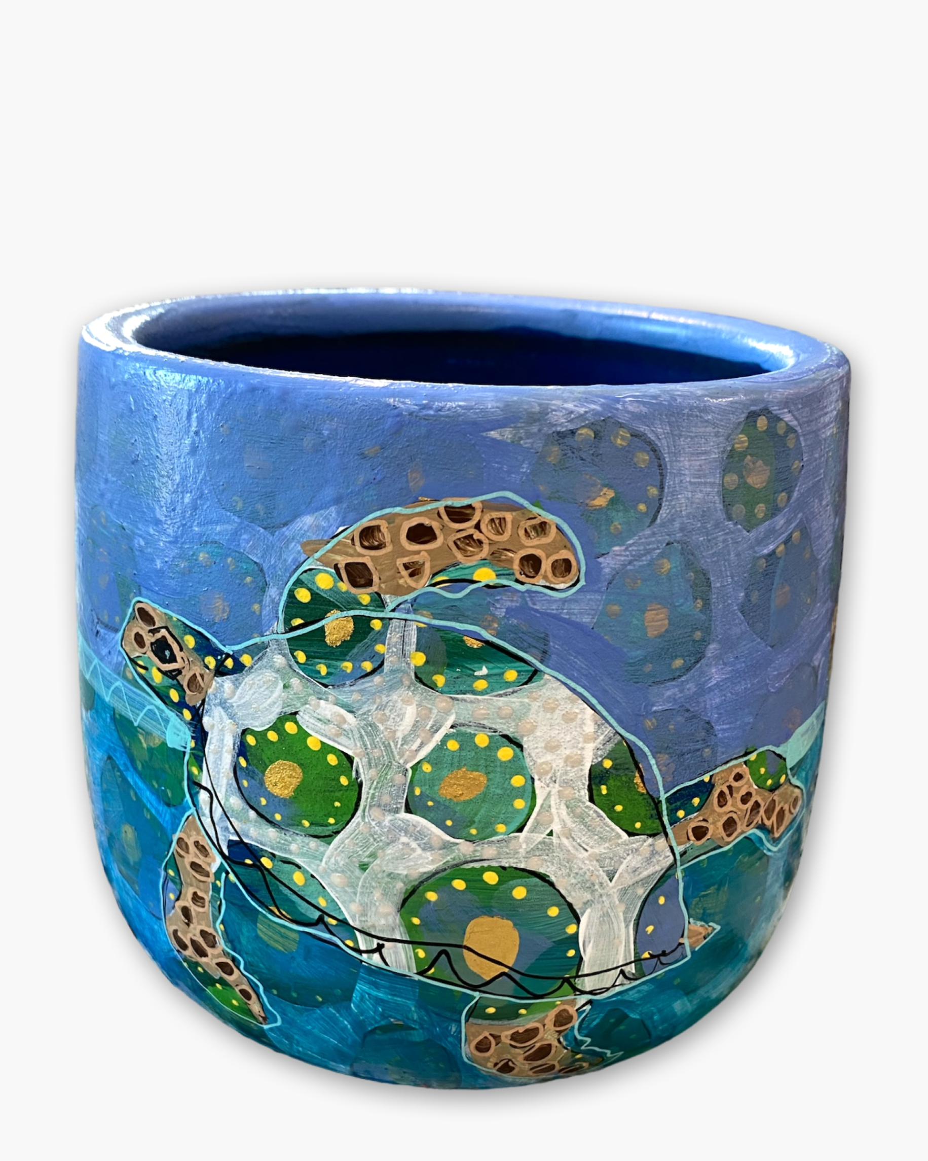 Sea Turtles 6 inch Hand Painted Planter