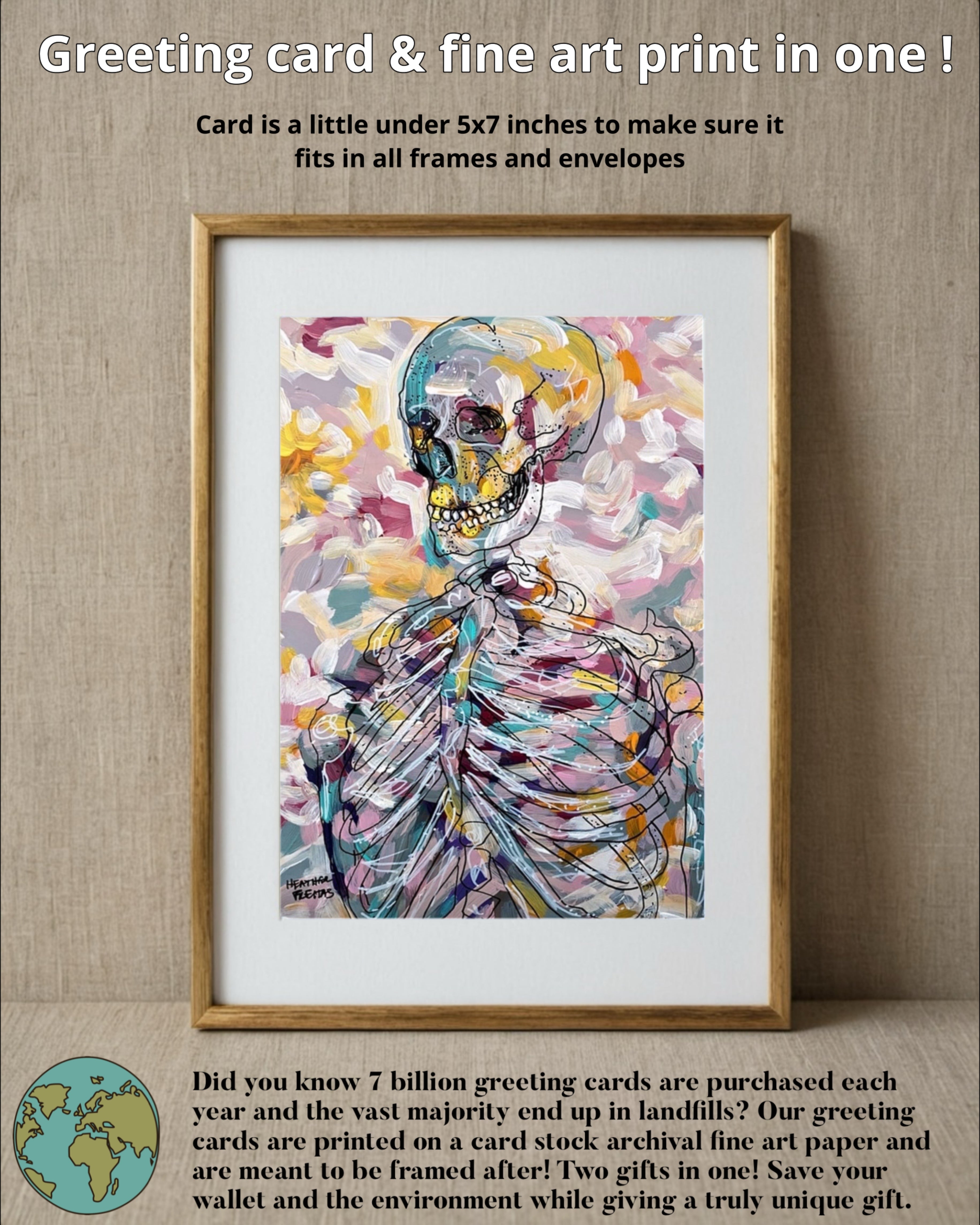 Pastel Skeleton - Limited Edition Greeting Card / Fine Art Print