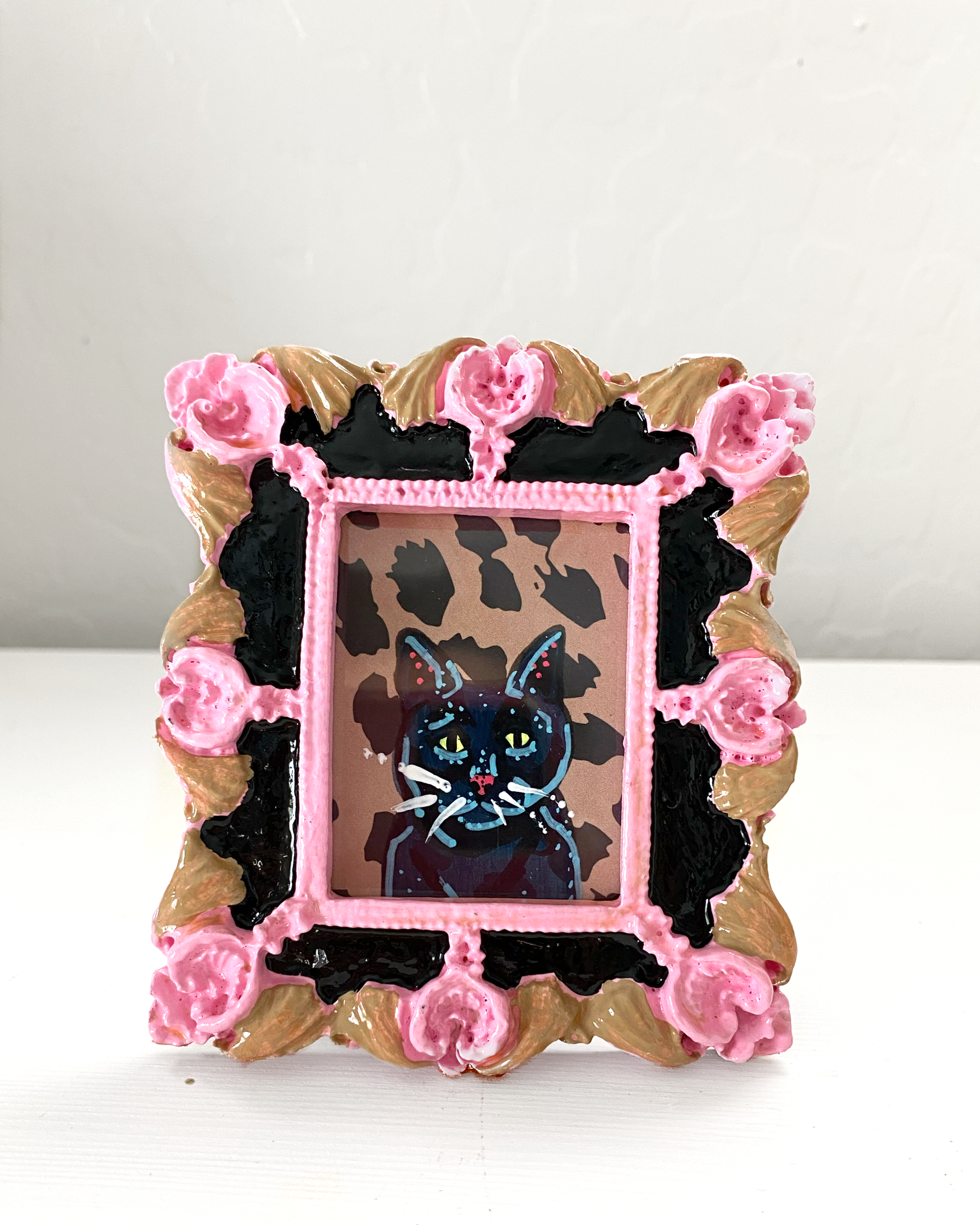 Wild Black Cat ( Mini Original Painting )