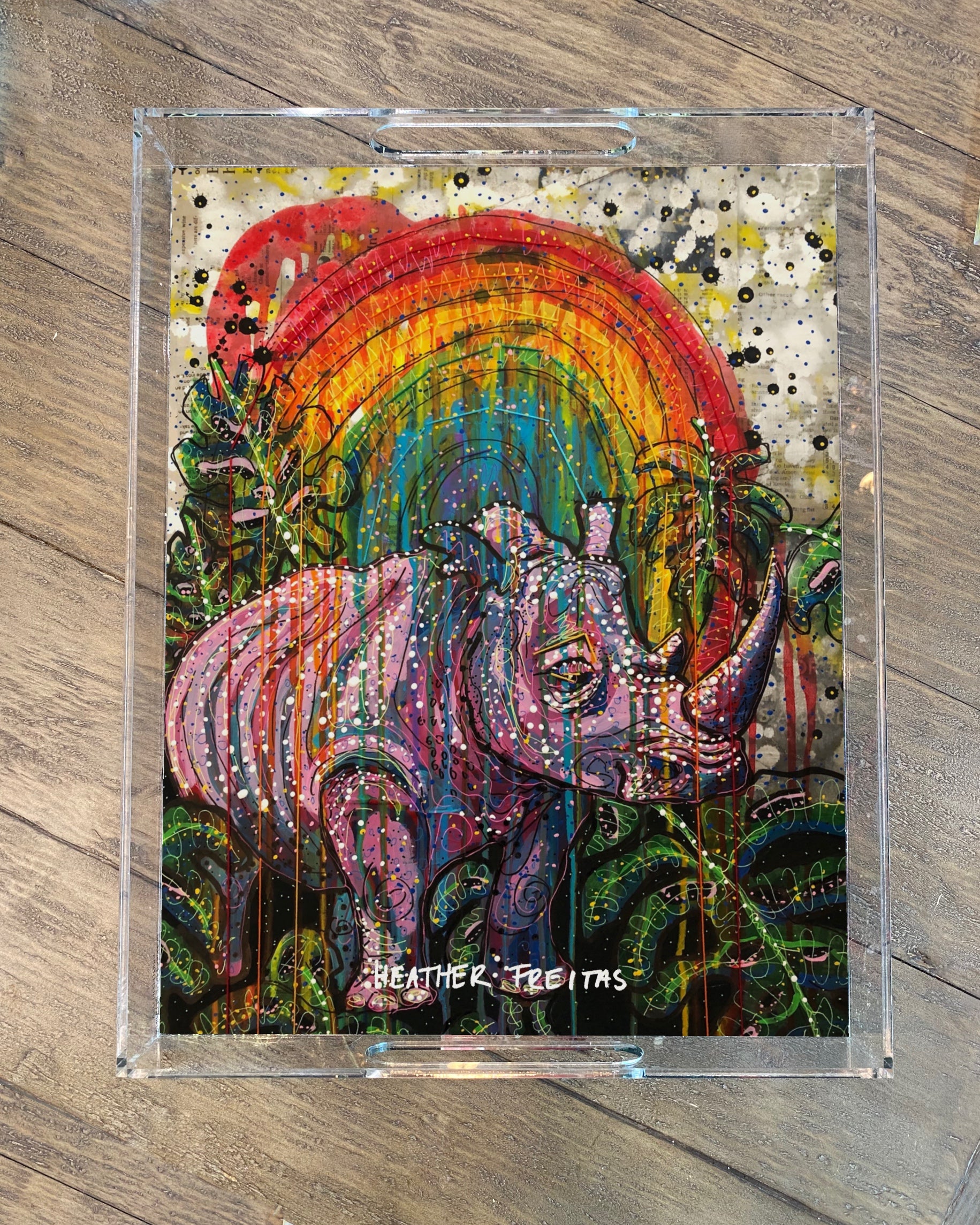 Rainbow Rhino - Limited Edition Acrylic Tray