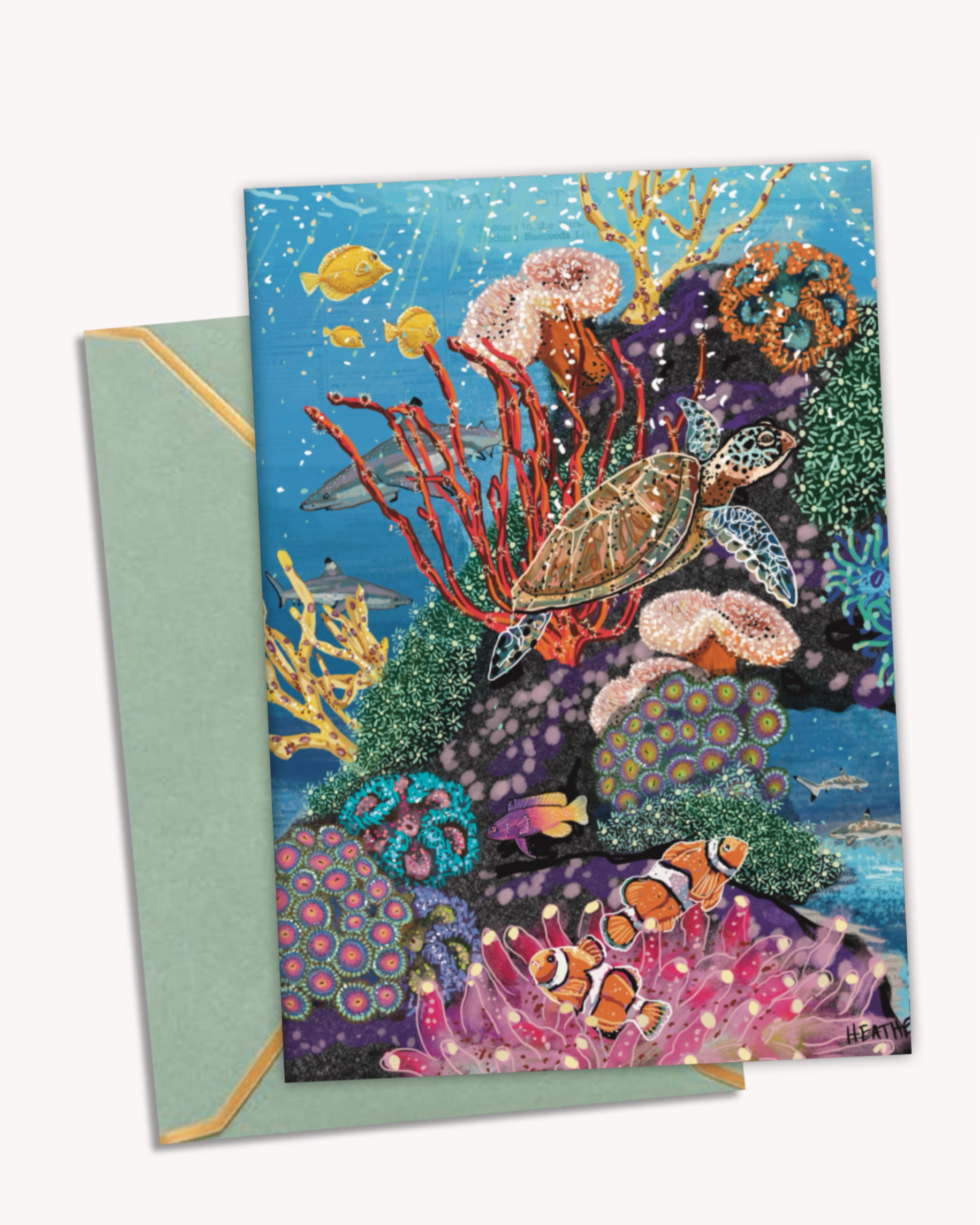 Turtle Coral Reef - Greeting Card / Fine Art Print