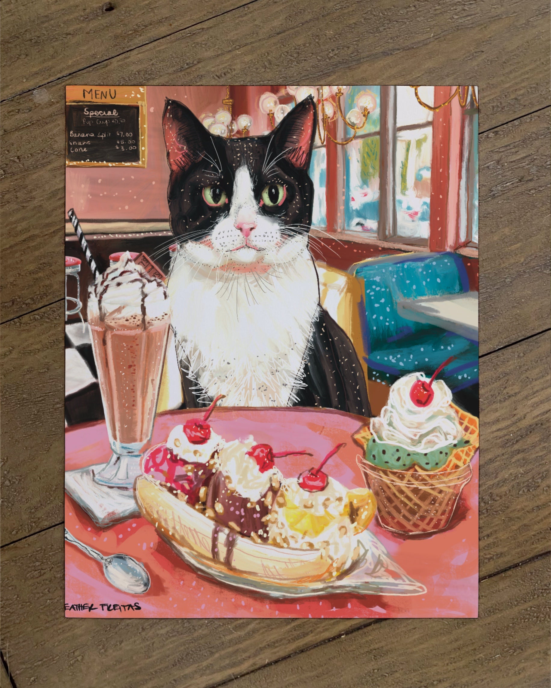 Build Your Own Fancy Feast Cat Art Print - Tuxedo