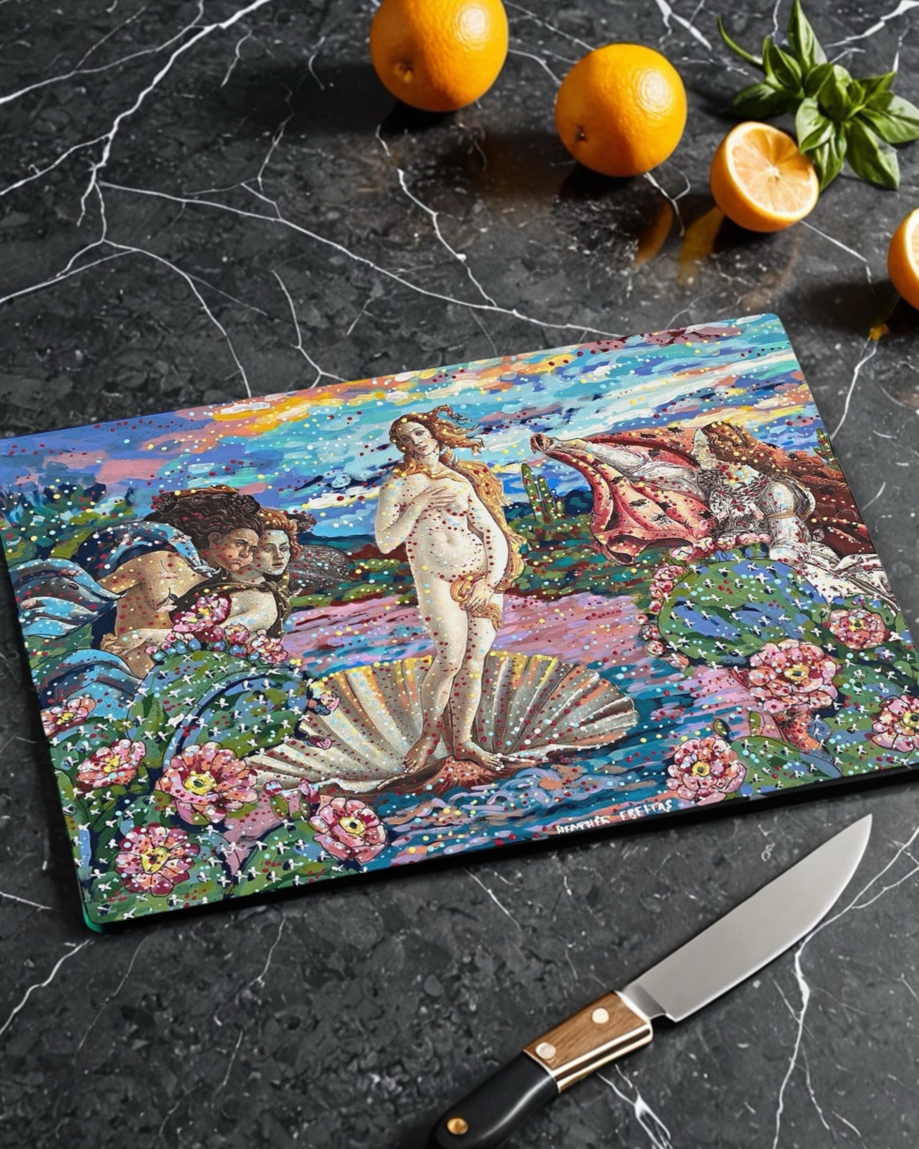 Desert Birth Of Venus Glass Chopping Board Trivet