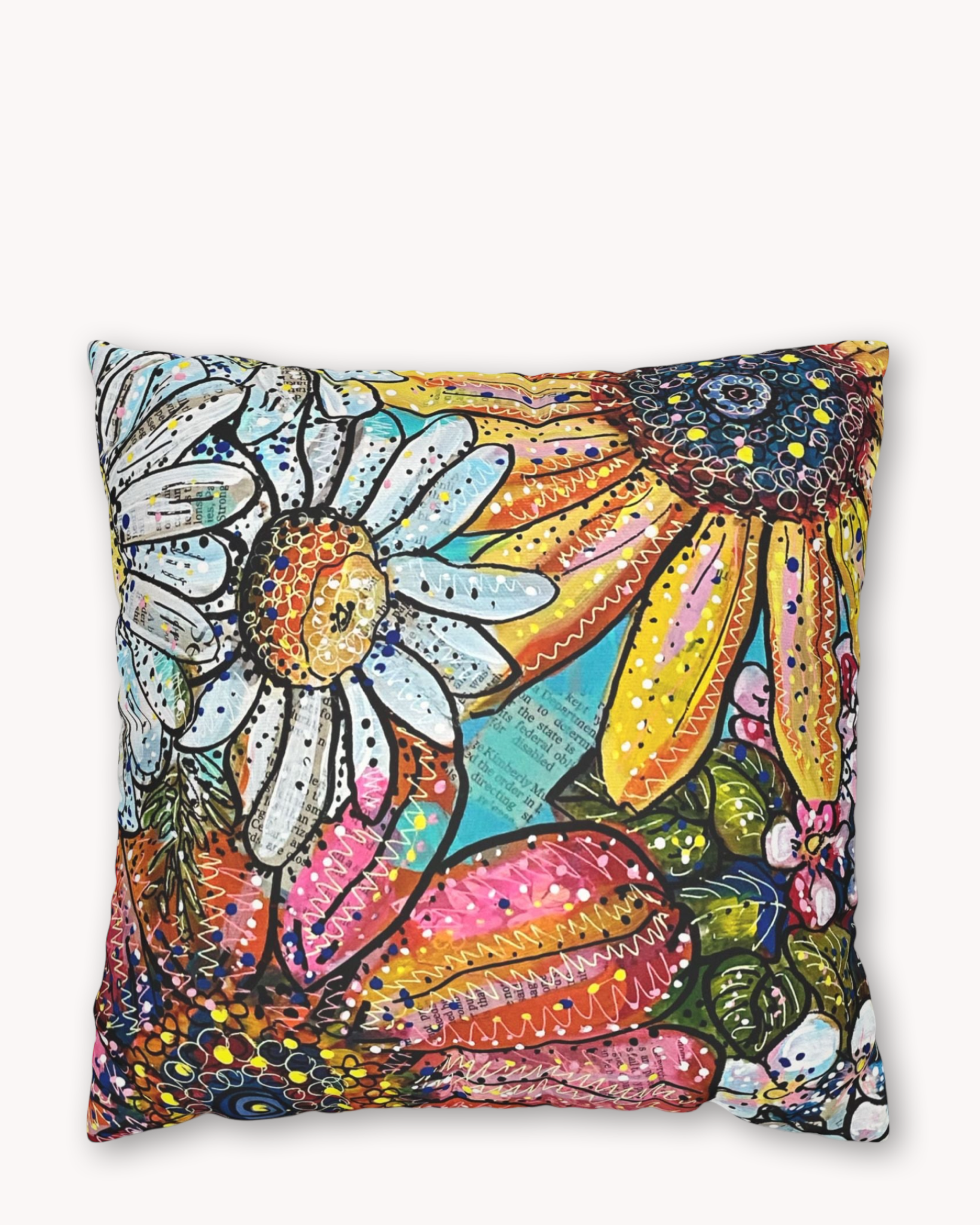 Flower Power Faux Suede Pillow