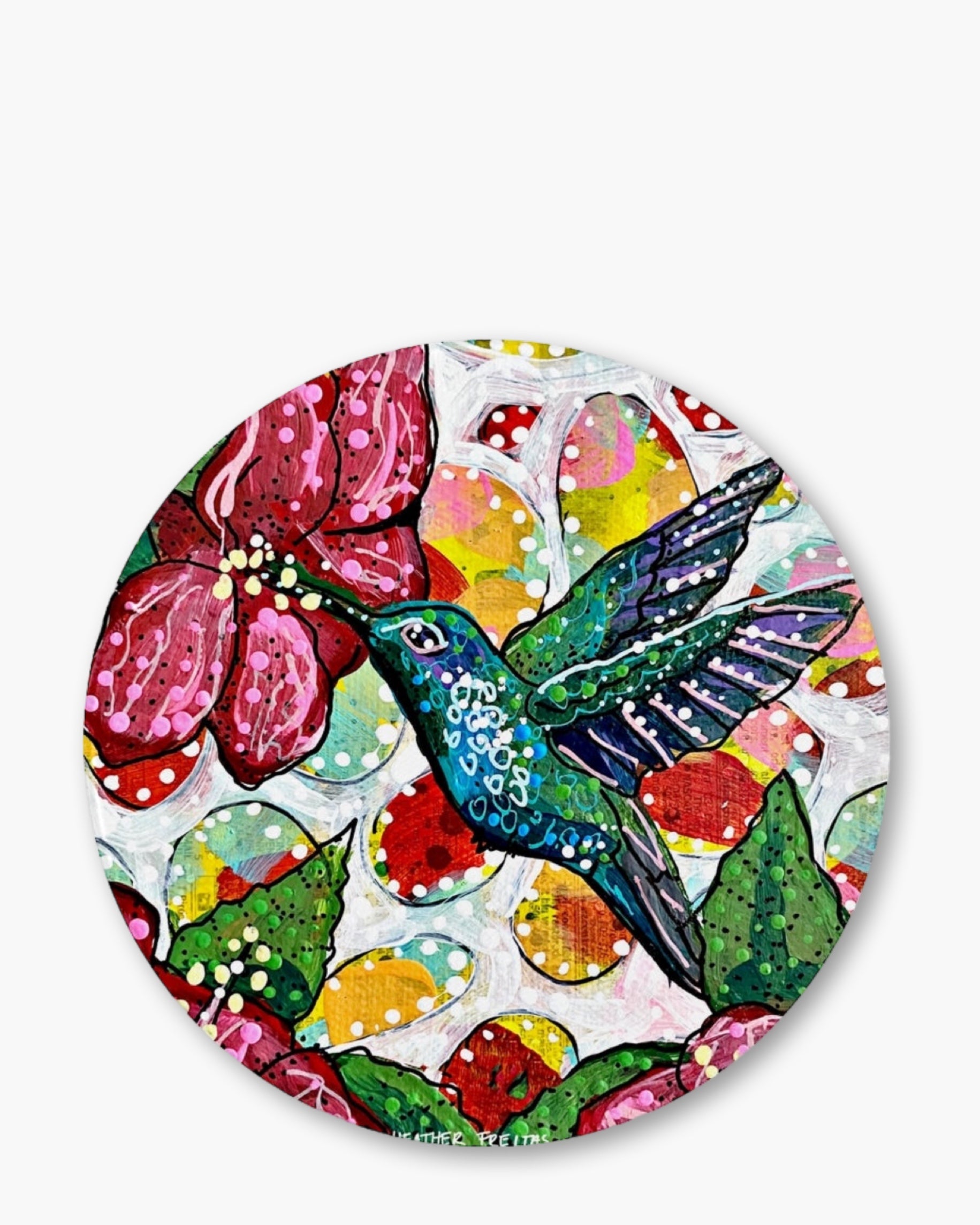 Hibiscus Hummingbird Glass Chopping Board