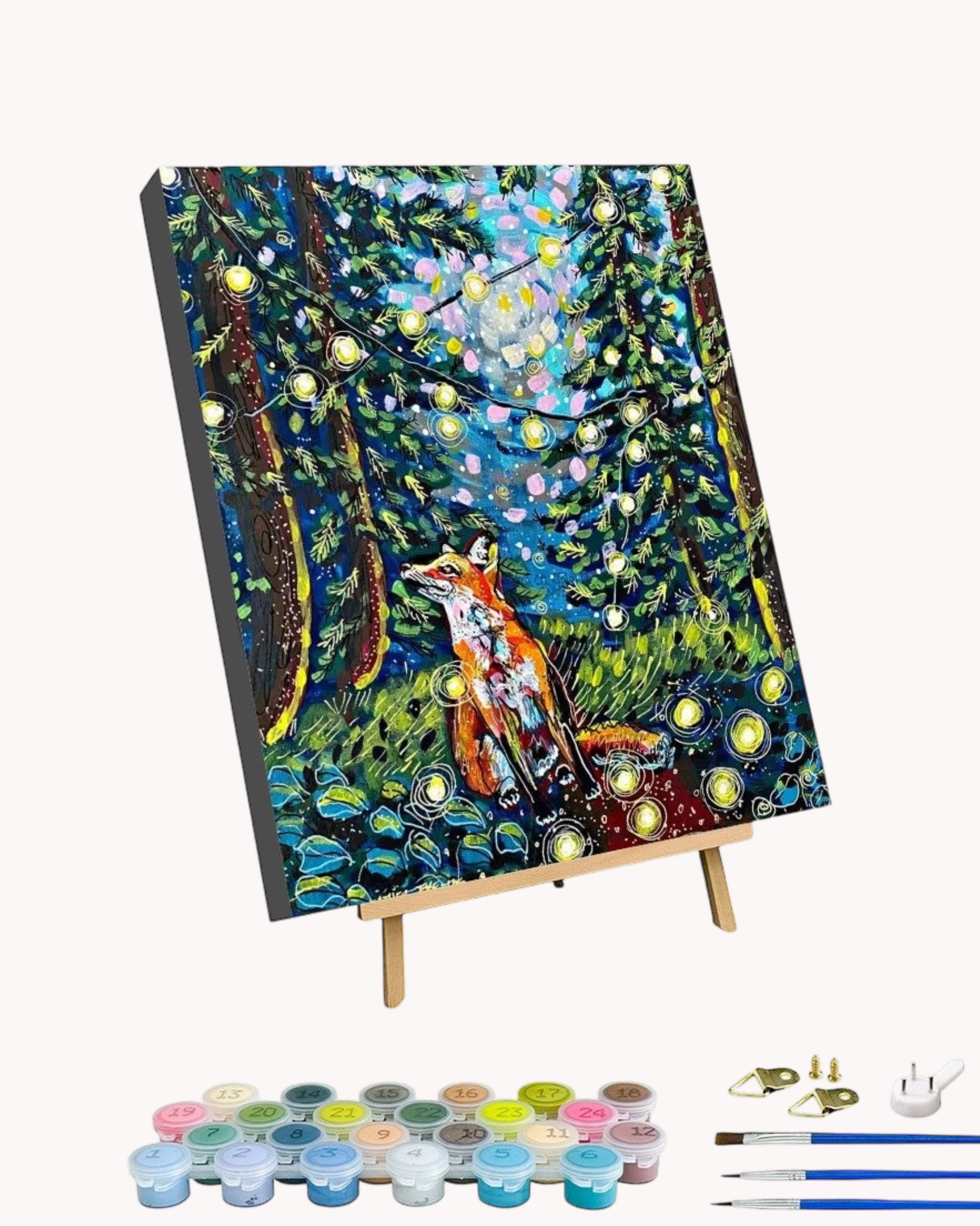 Moody Forest Fox - Paint by Numbers Kit for Adults with Stand