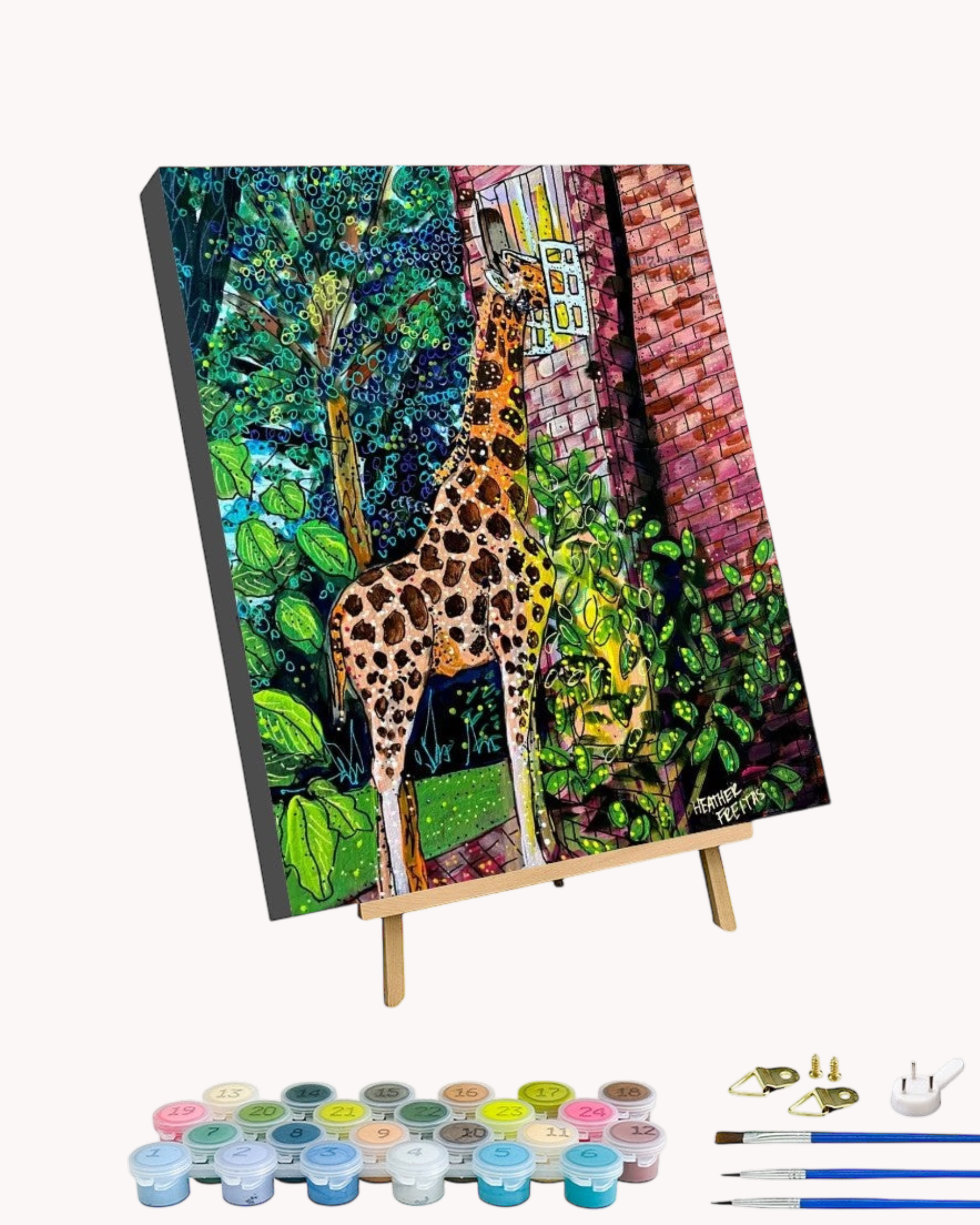 Twilight Snack Giraffe - Paint by Numbers Kit for Adults with Stand