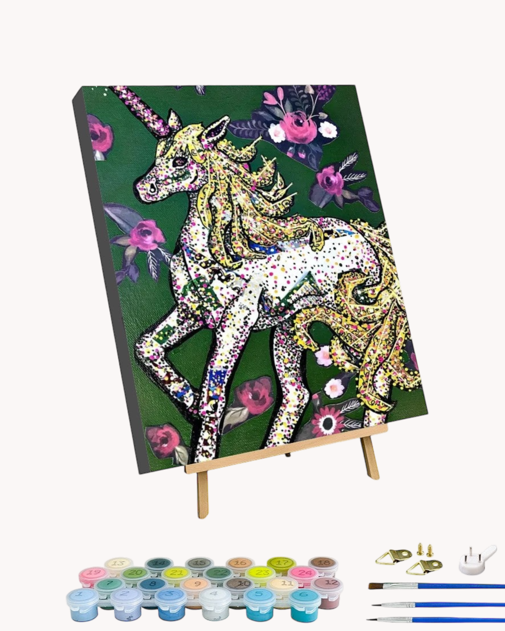 Floral Unicorn - Paint by Numbers Kit for Adults with Stand