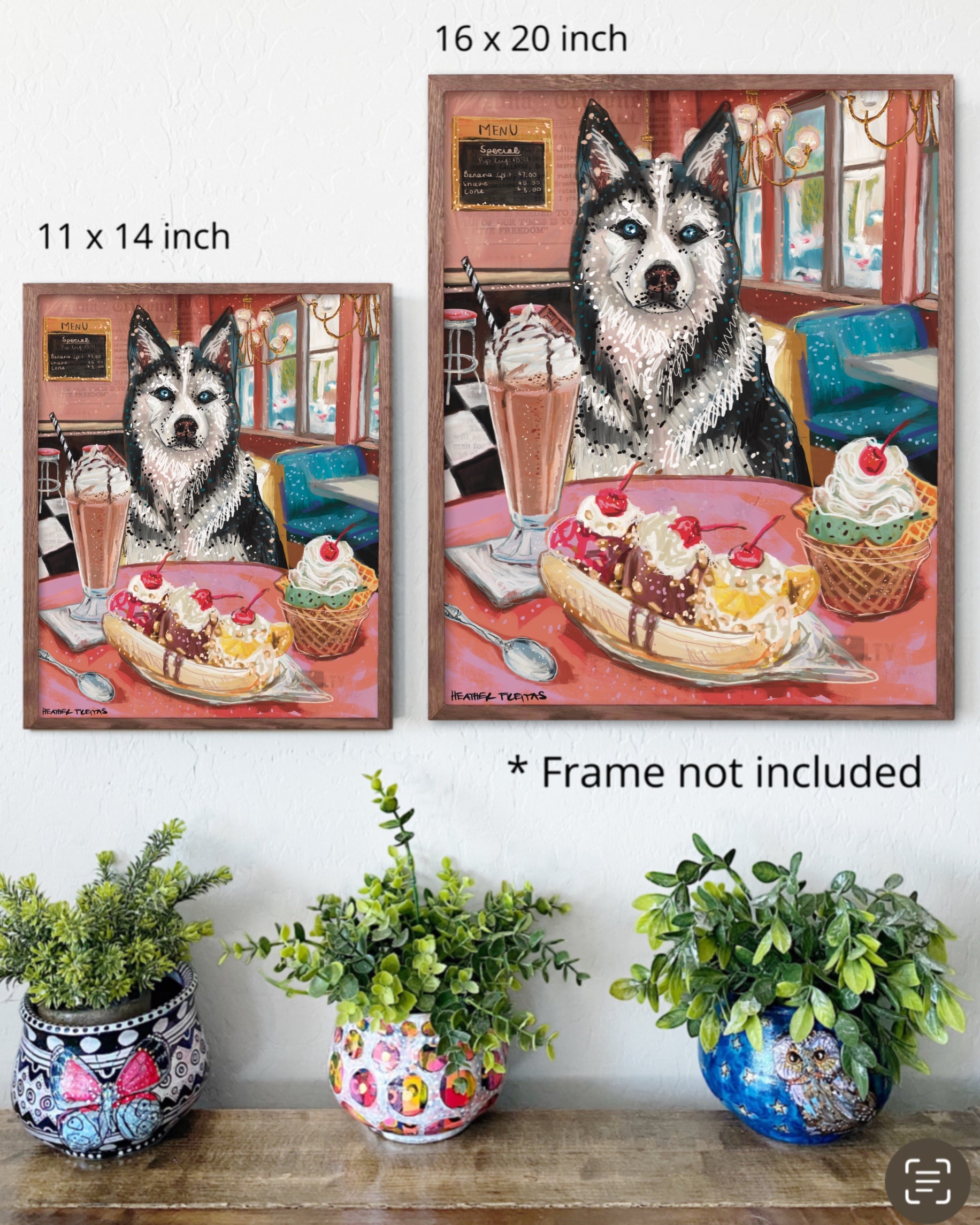 Build Your Own Dining Dog Art Print - Husky