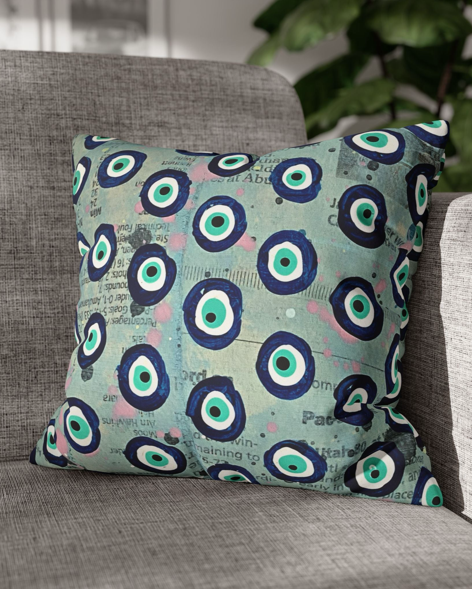 Evil Eye Blues Faux Suede Pillowcase