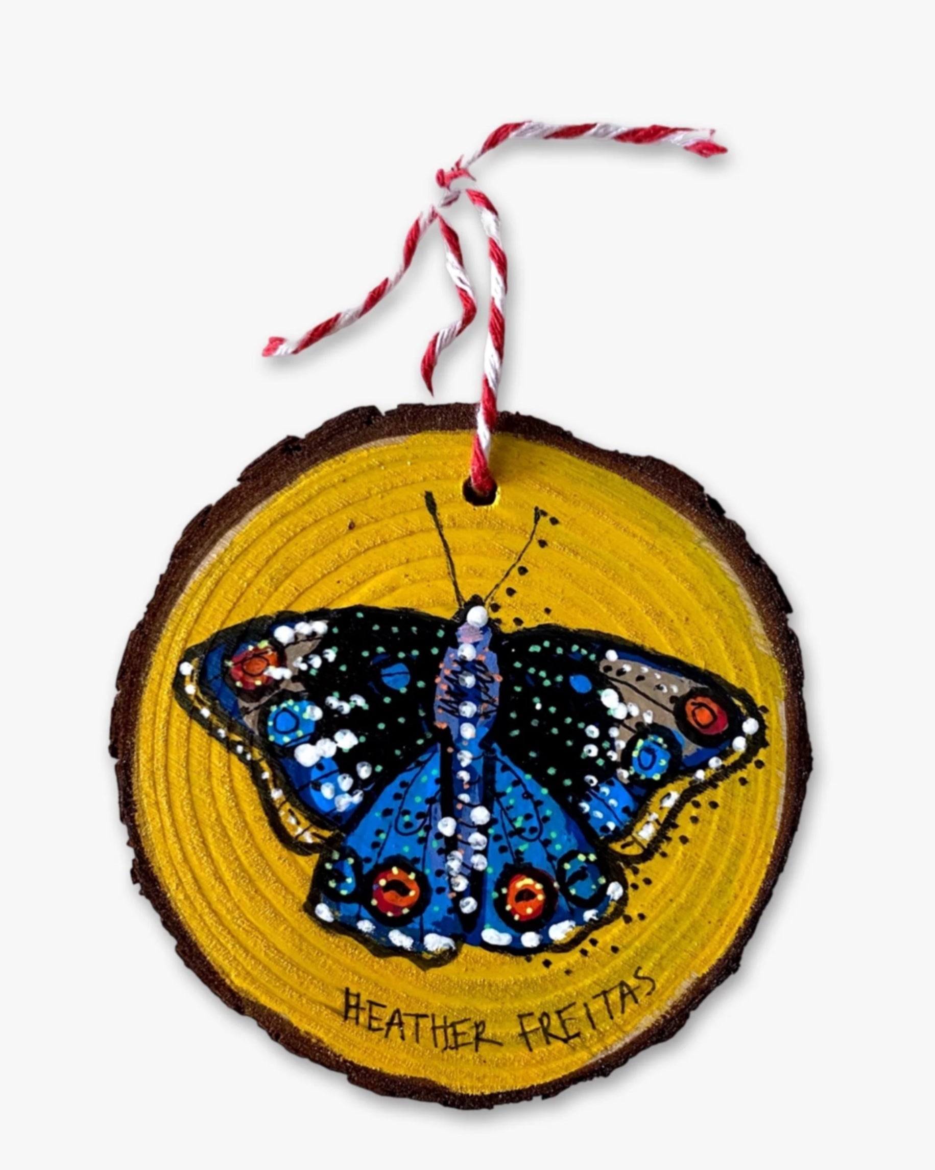 Golden Glow & Ocean Tides Butterfly - Hand Painted Ornament