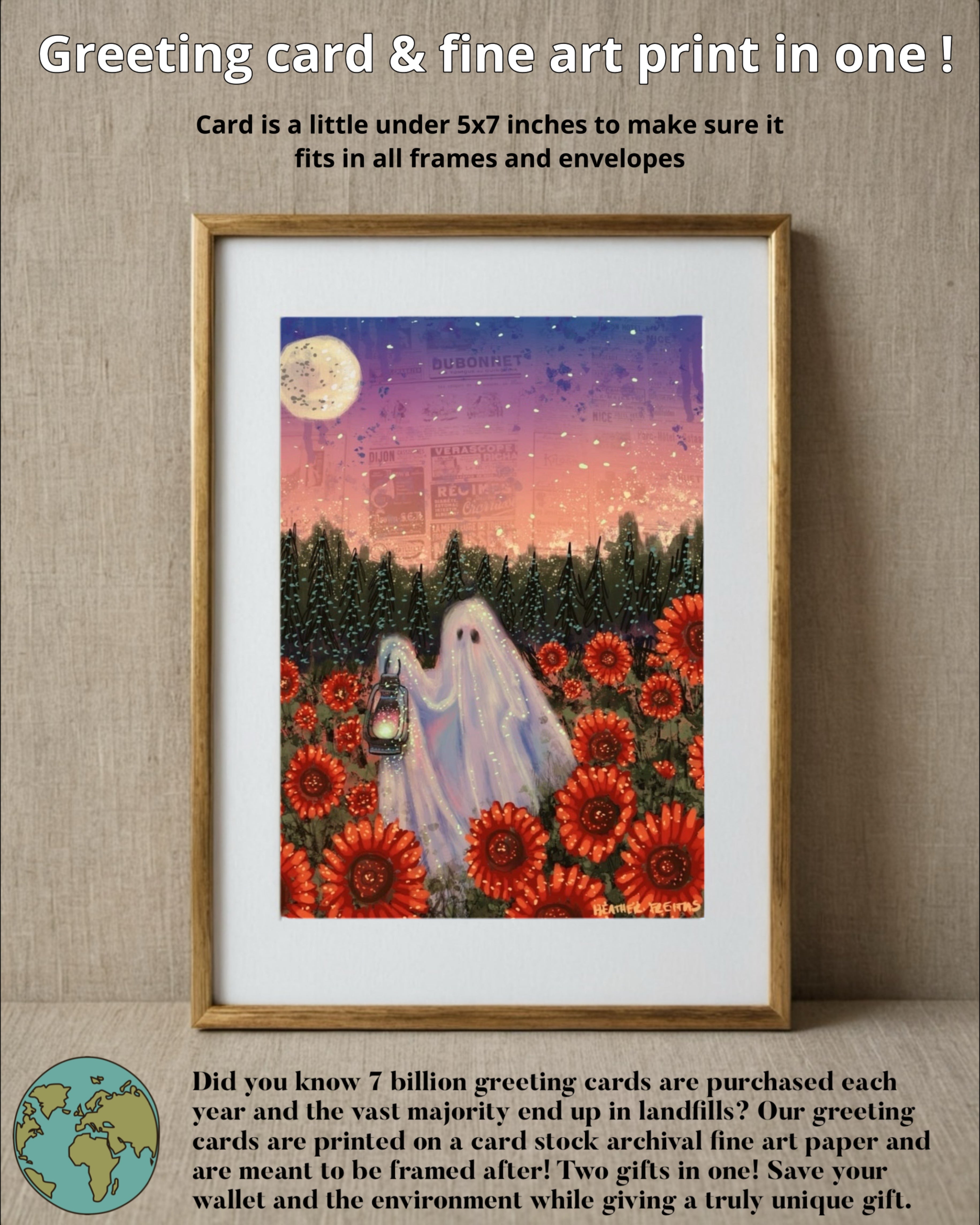 Twilight Sunflower Ghost - Limited Edition Greeting Card / Fine Art Print