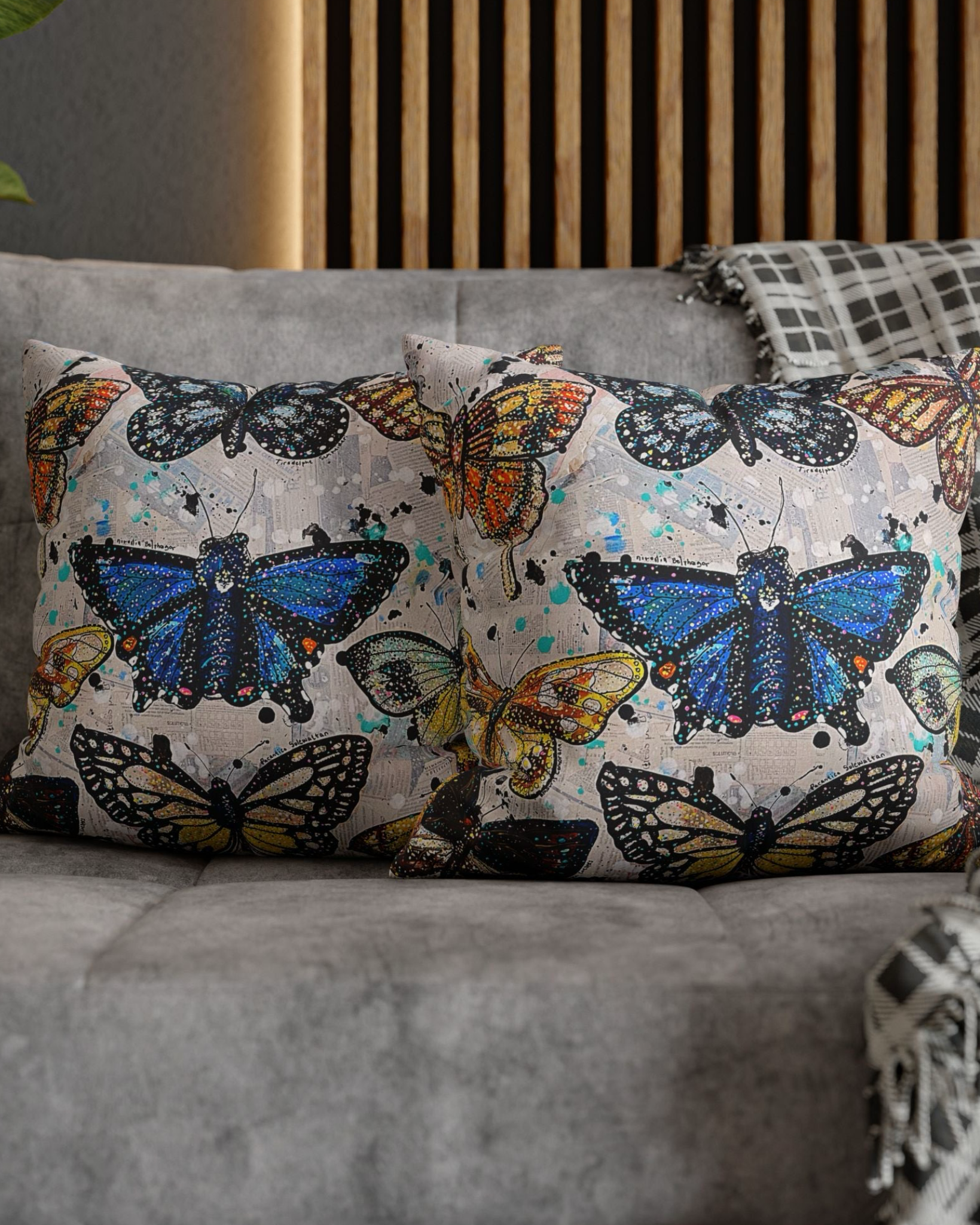 Cascades Butterfly Faux Suede Pillowcase