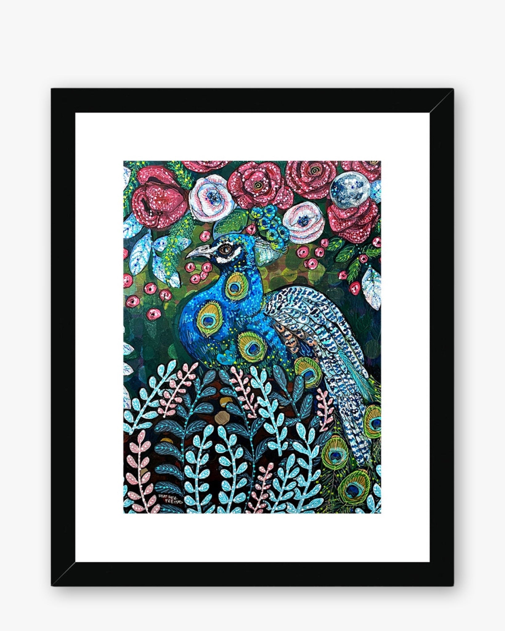 Blue Boy Peacock Framed & Mounted Print - Heather Freitas - fine art home deccor