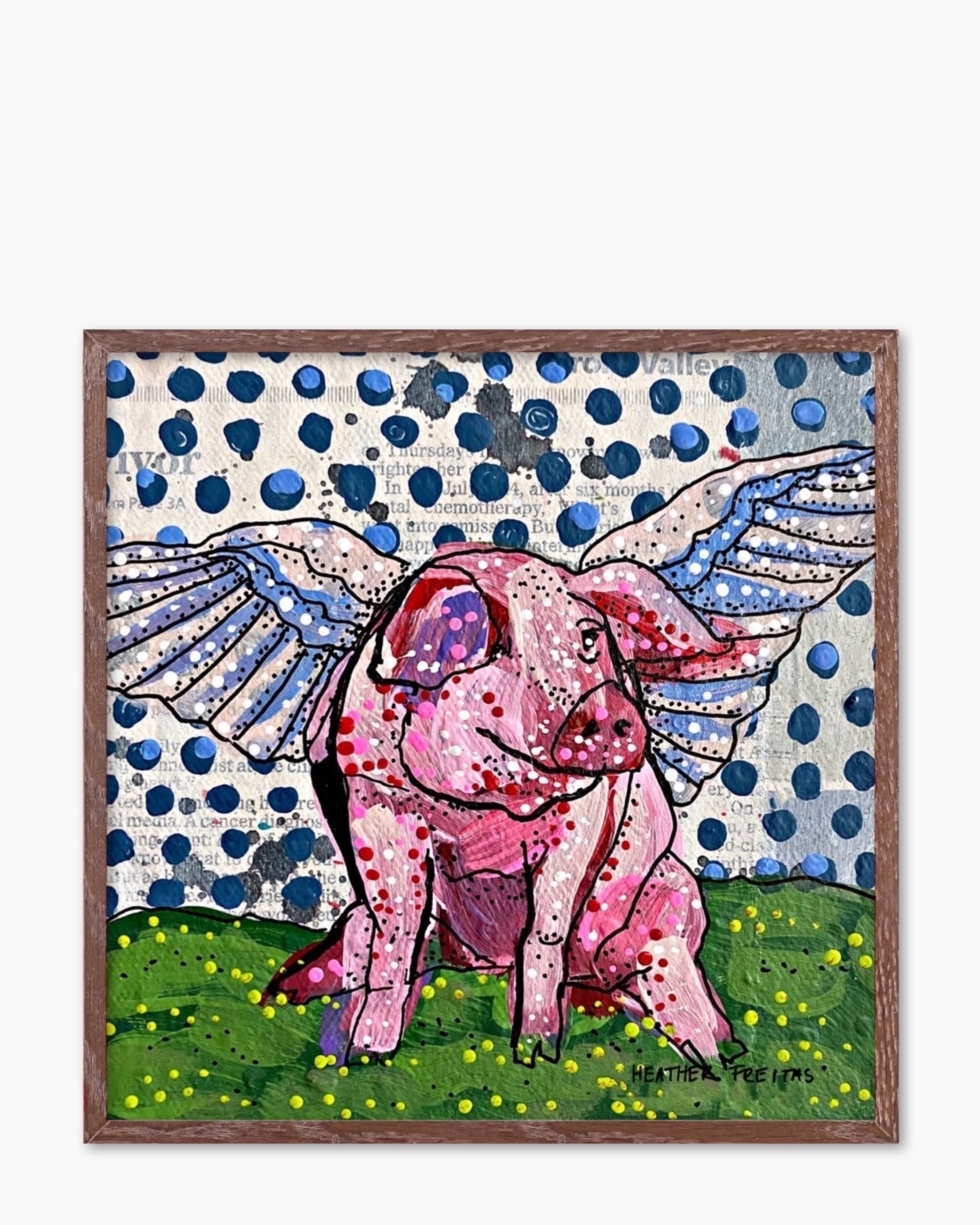 Polka Dot Flying Pig - Limited Edition Signed Paper Printt