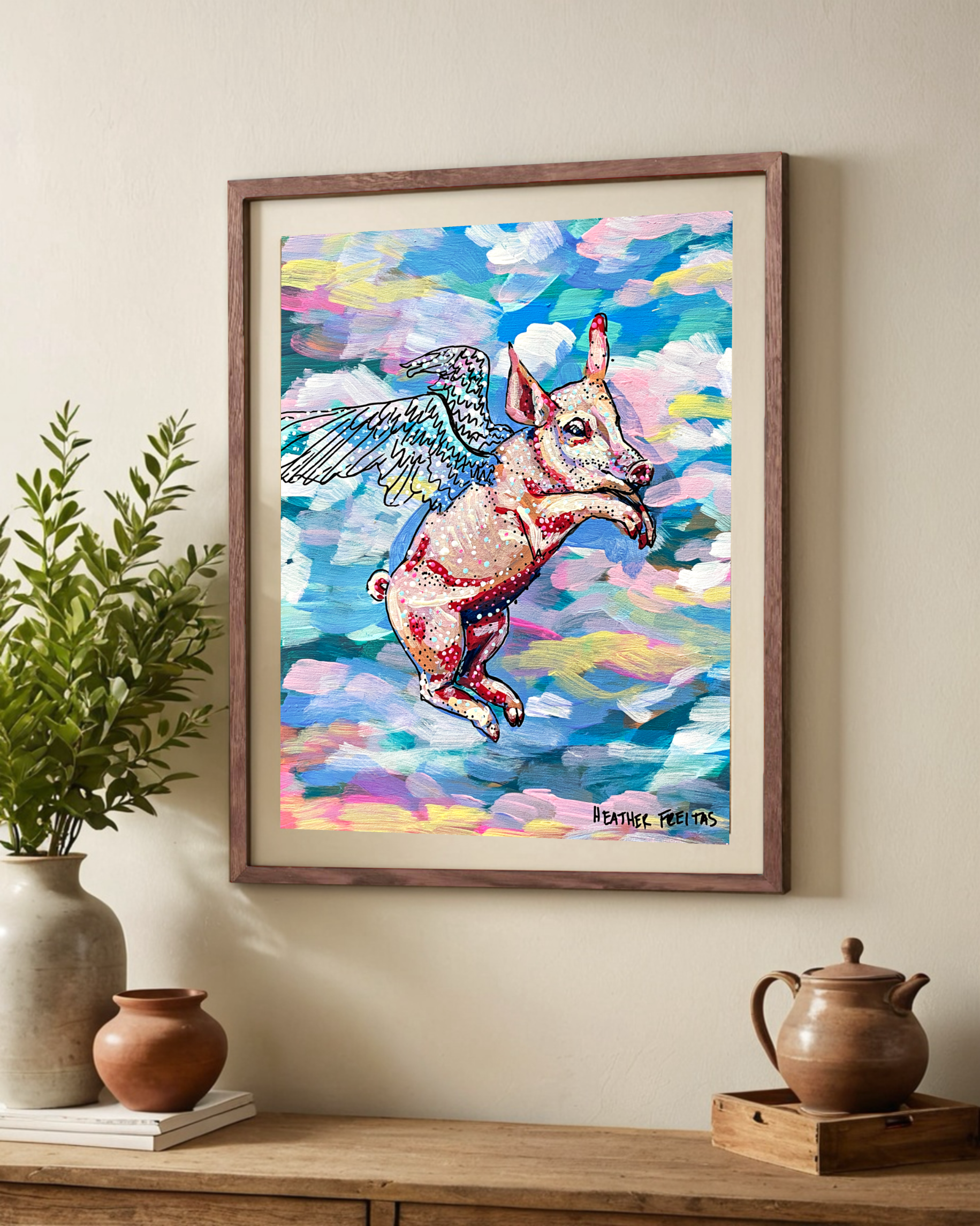 Pastel Flying Pig - Limited Edition Signed Paper Print