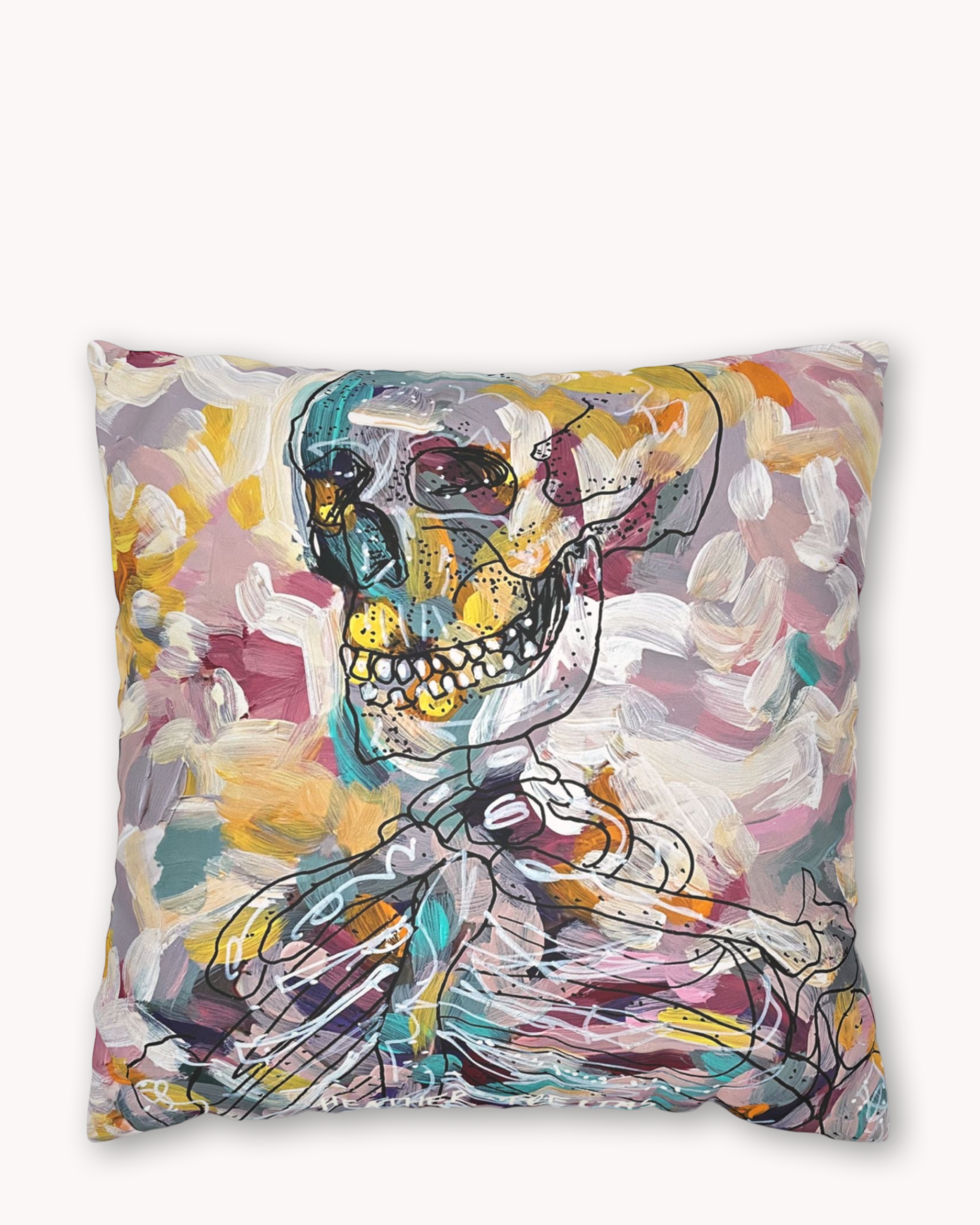 Pastel Skeleton Faux Suede Pillow