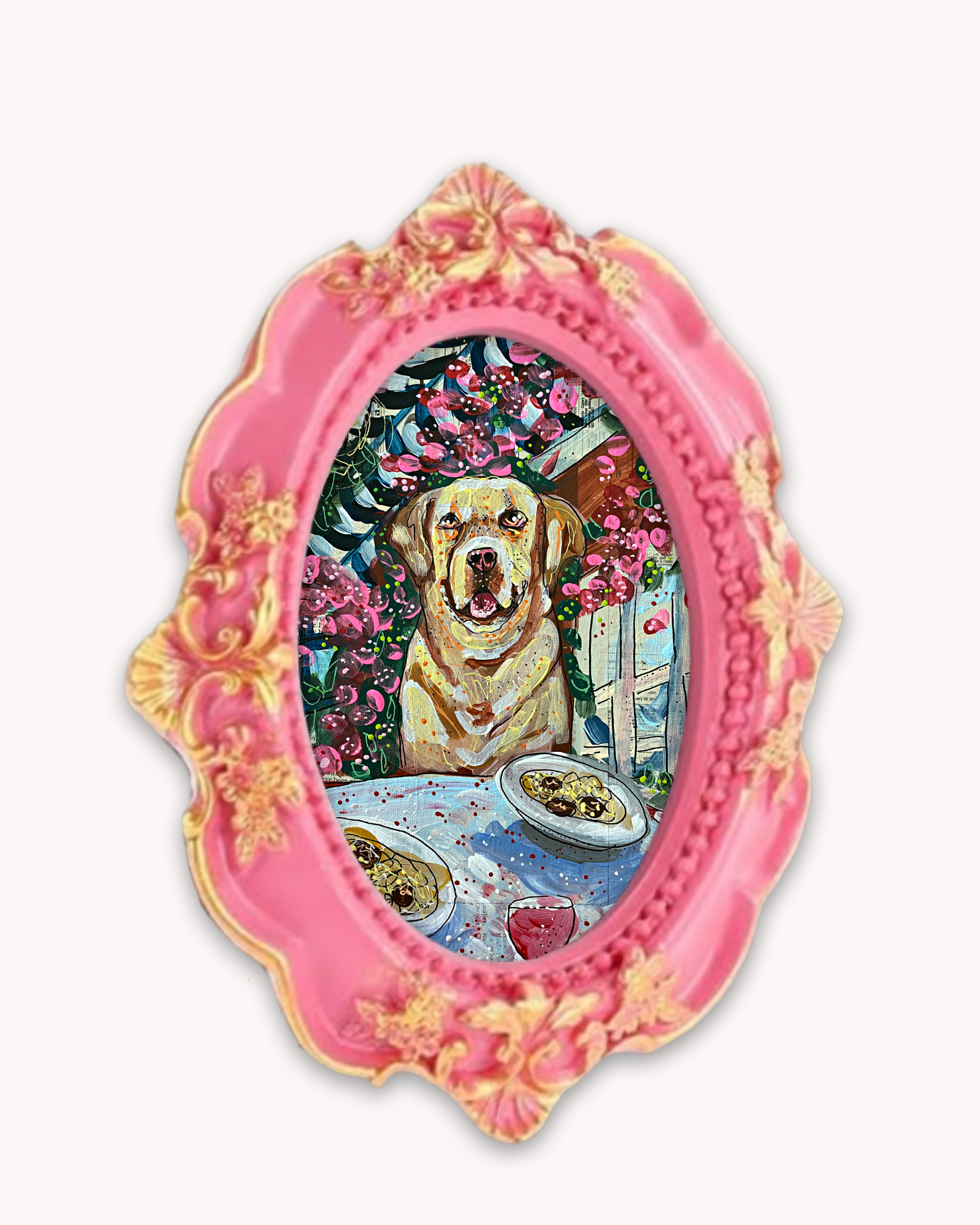 Yellow Lab Dining Framed Magnet