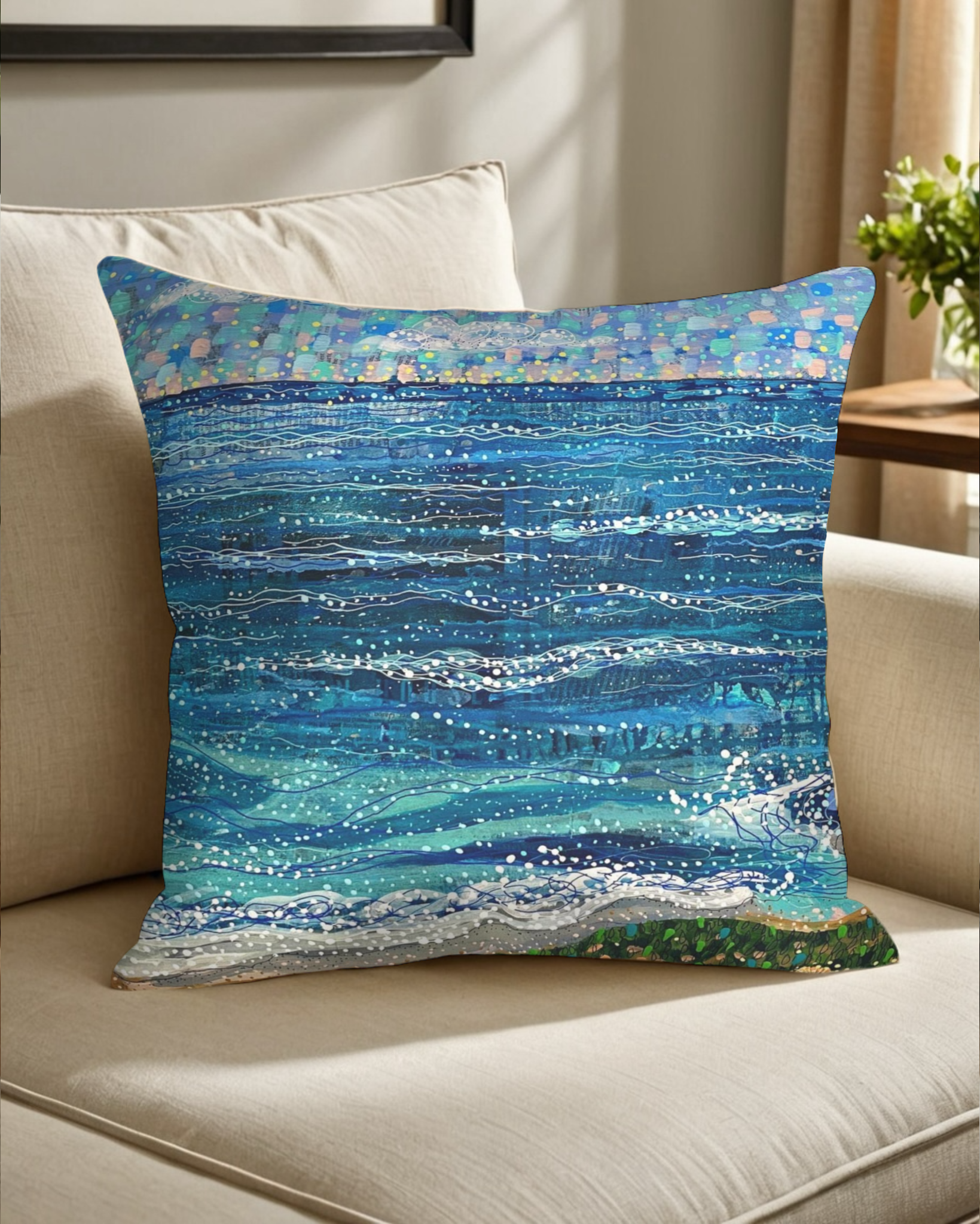 Coastal Currents Faux Suede Pillow