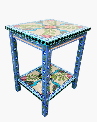 Evil Eye Peacock Hand Painter Accent Table