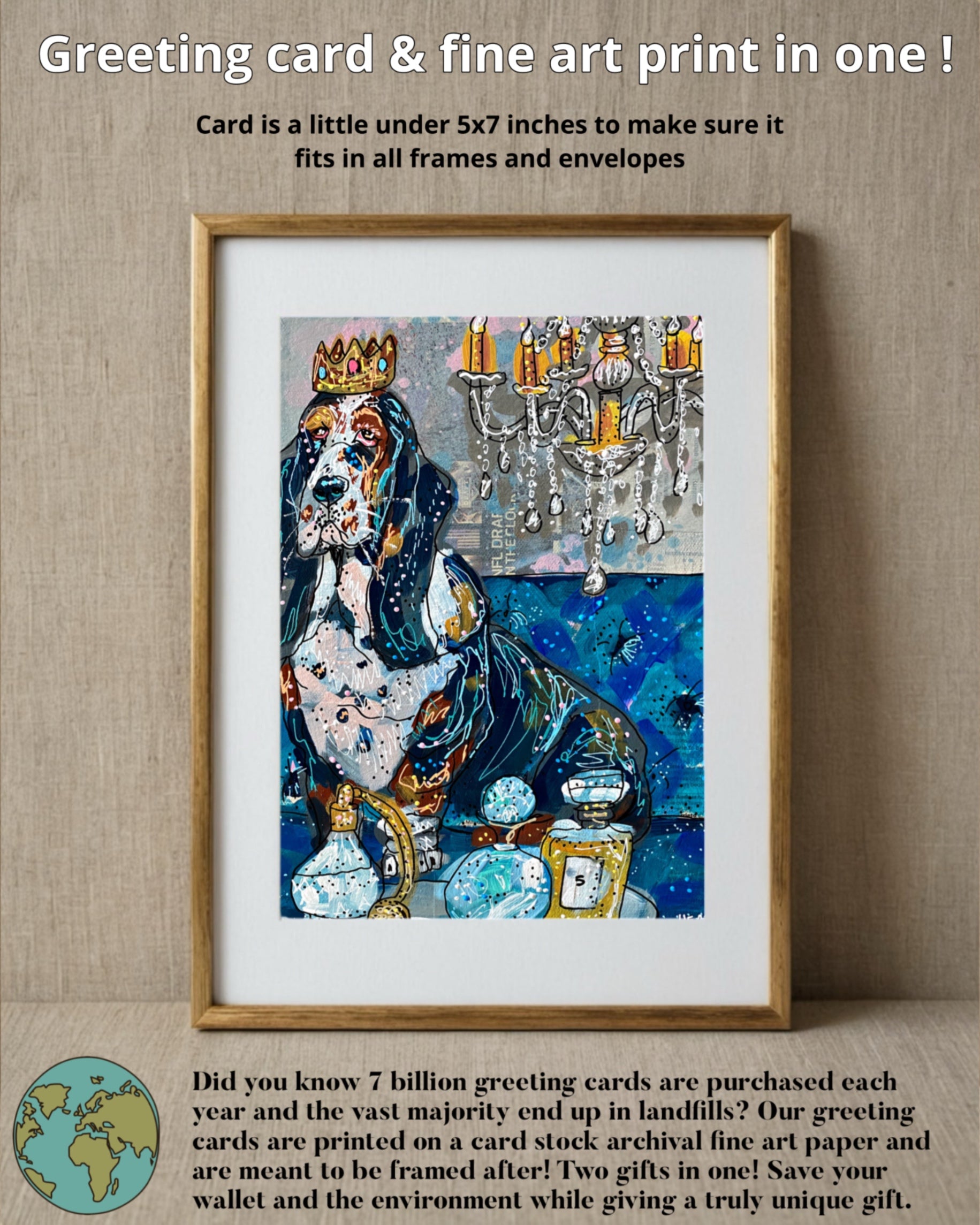 Royal Basset Hound - Greeting Card / Fine Art Print